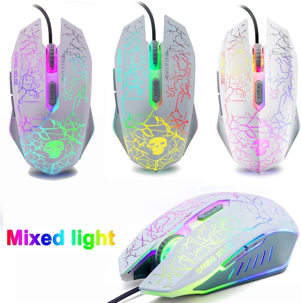 4-in-1 Gaming-Set mit Tastatur, Maus, Mauspad und Headset, With Headset-White