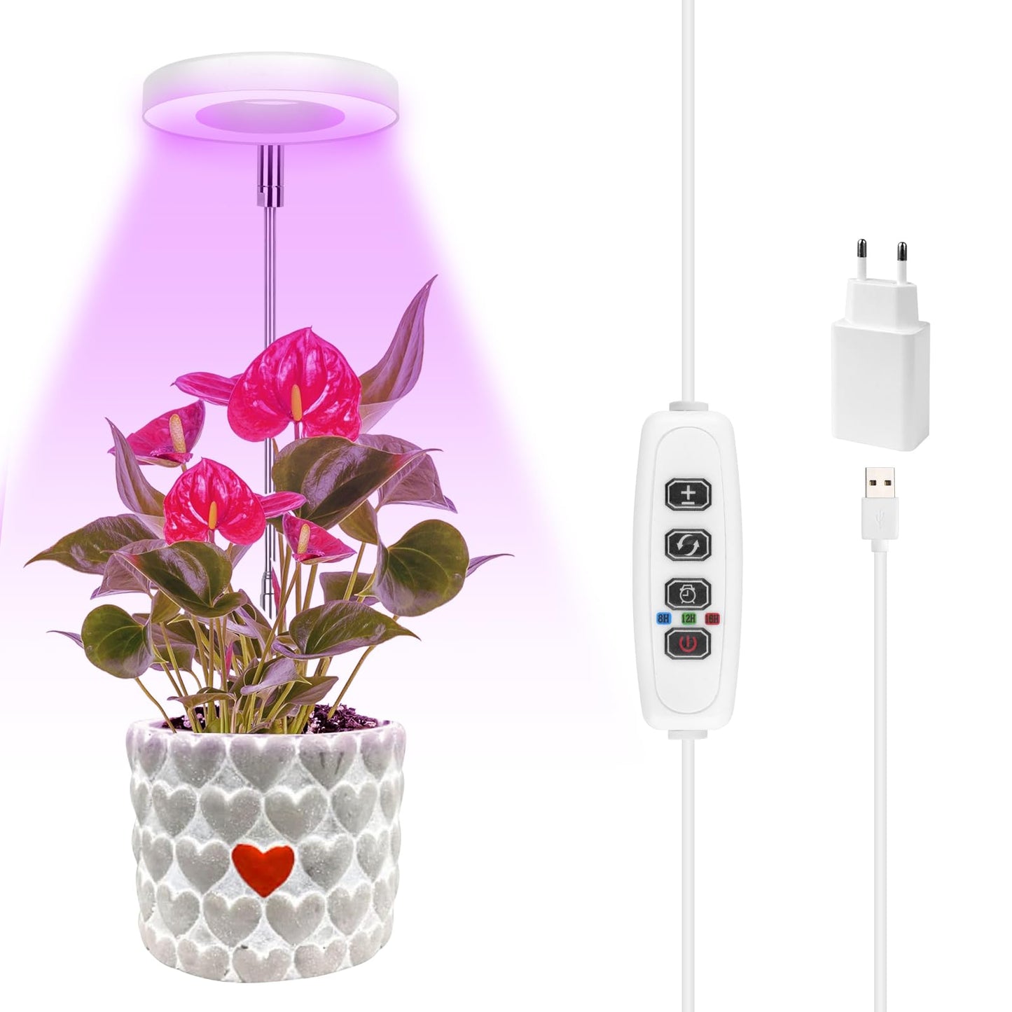 LED Pflanzenlampe Vollspektrum mit Timer und Dimmfunktion, Kleine Halo Pflanzenlampe 1 Packung