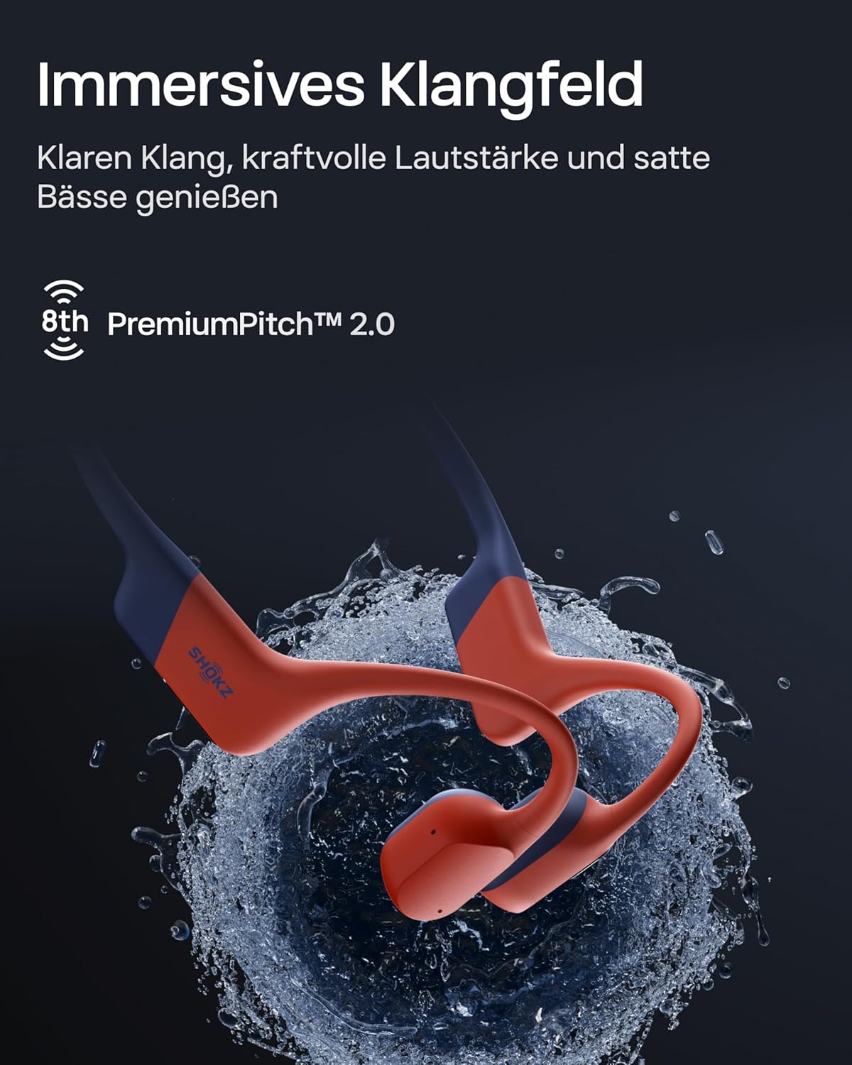 OpenSwim Pro Knochenschall-Kopfhörer, Kabelloses Laden Rot
