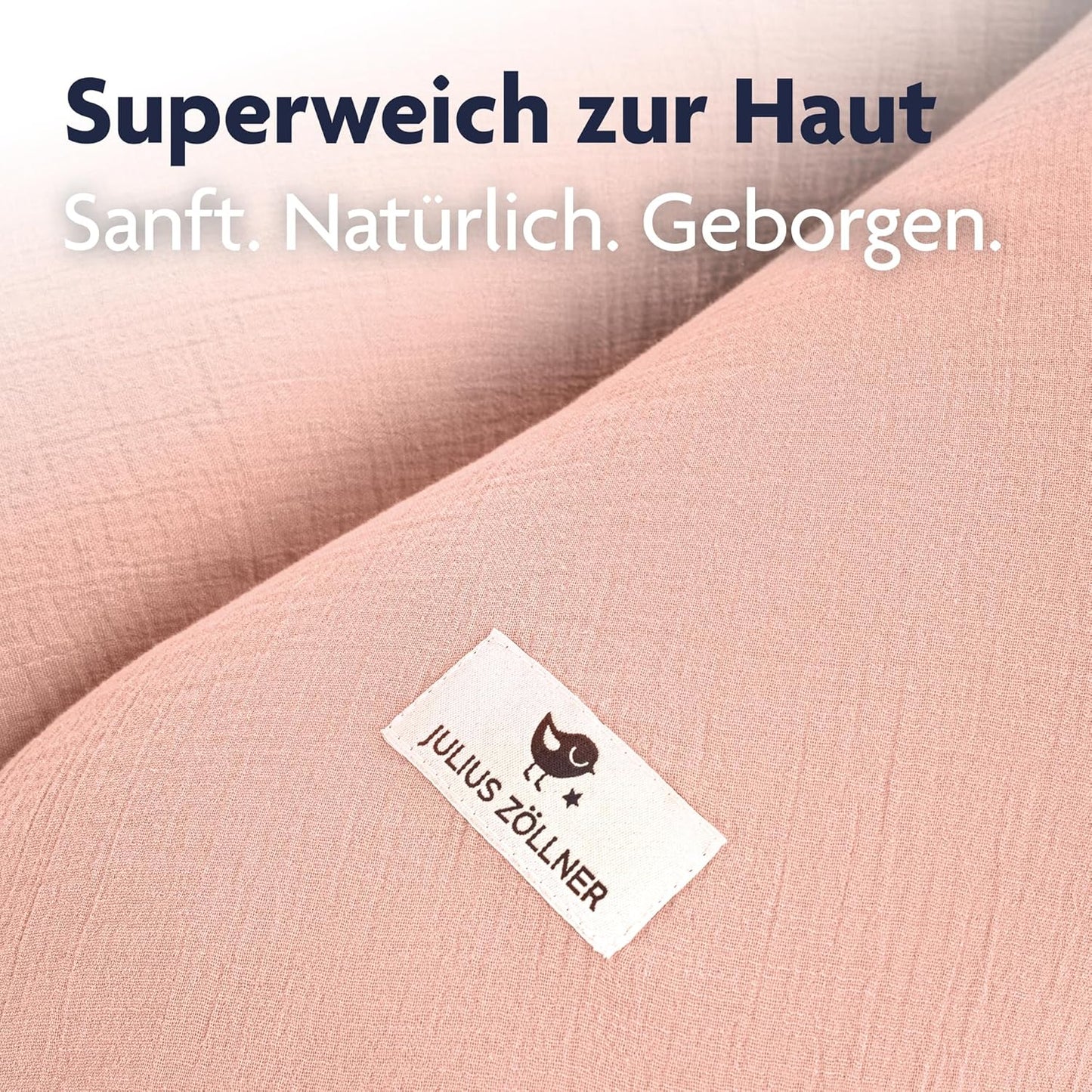 Stillkissen Musselin 3-in-1 aus Baumwolle, Dusty Rose