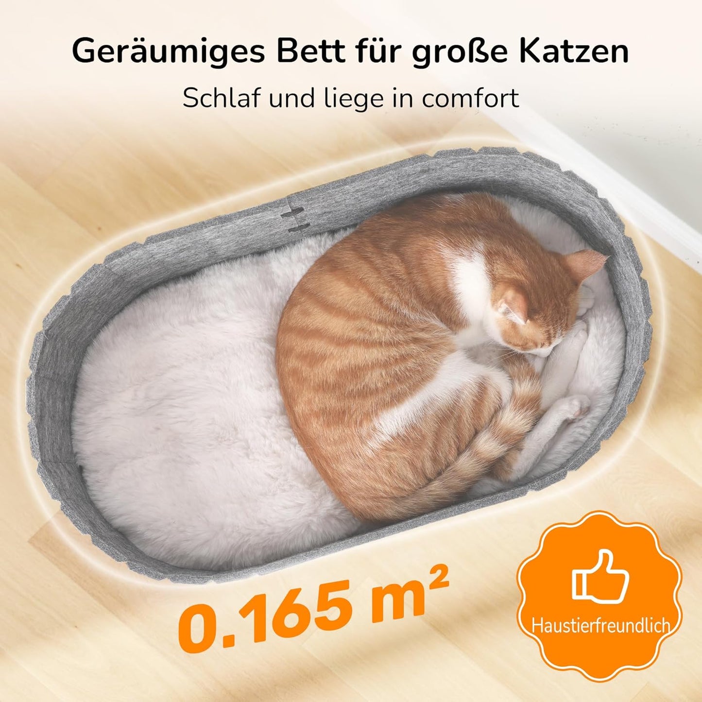Katzen-Couchbett mit Kunstfell-Kissen, grau