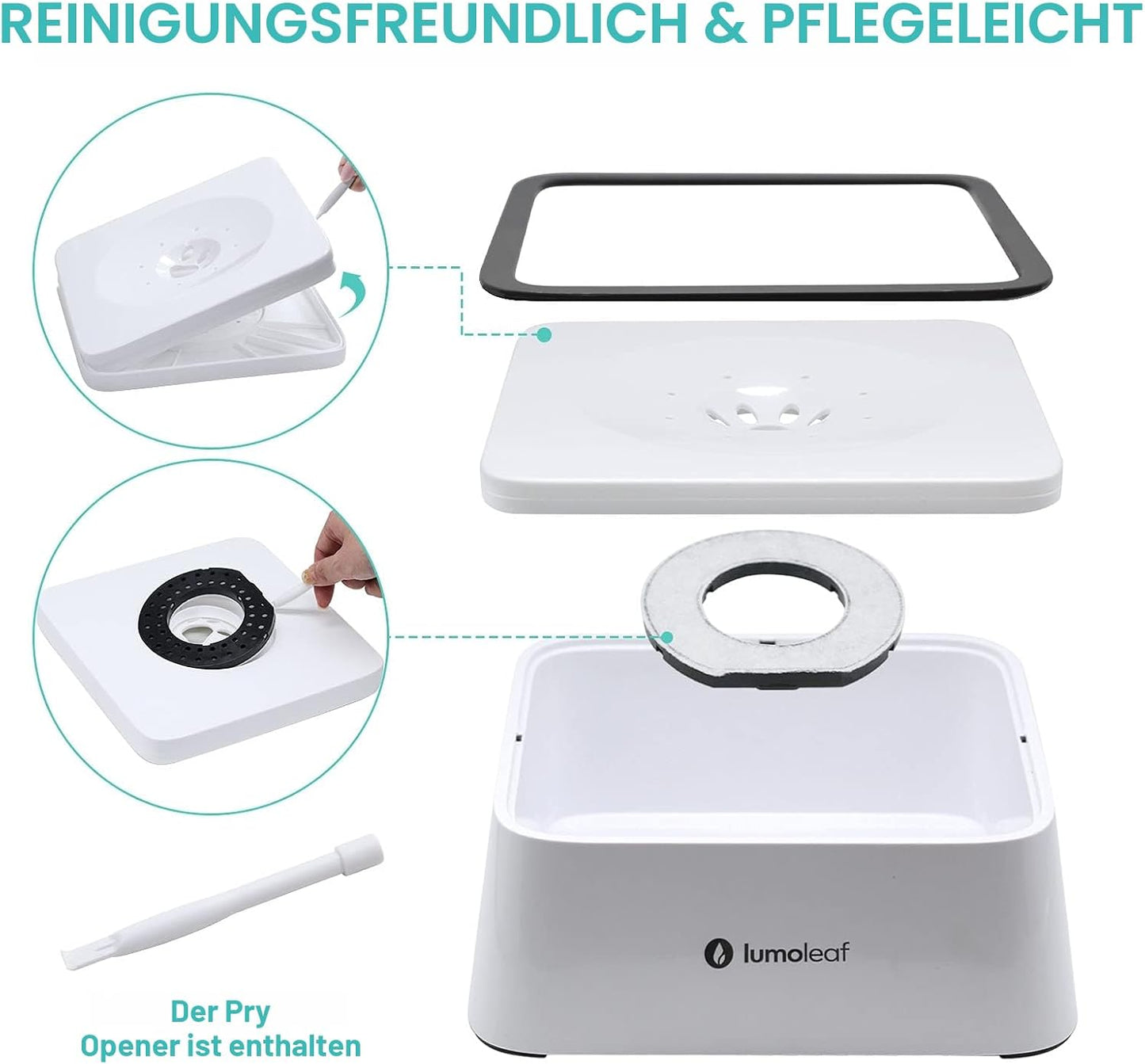 Anti-Schwapp Wassernapf mit Kohlefilter, 2L Weiss