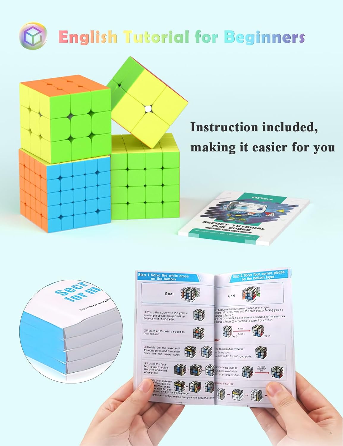 Speed Cube Set mit Tutorial, Stickerless Cube