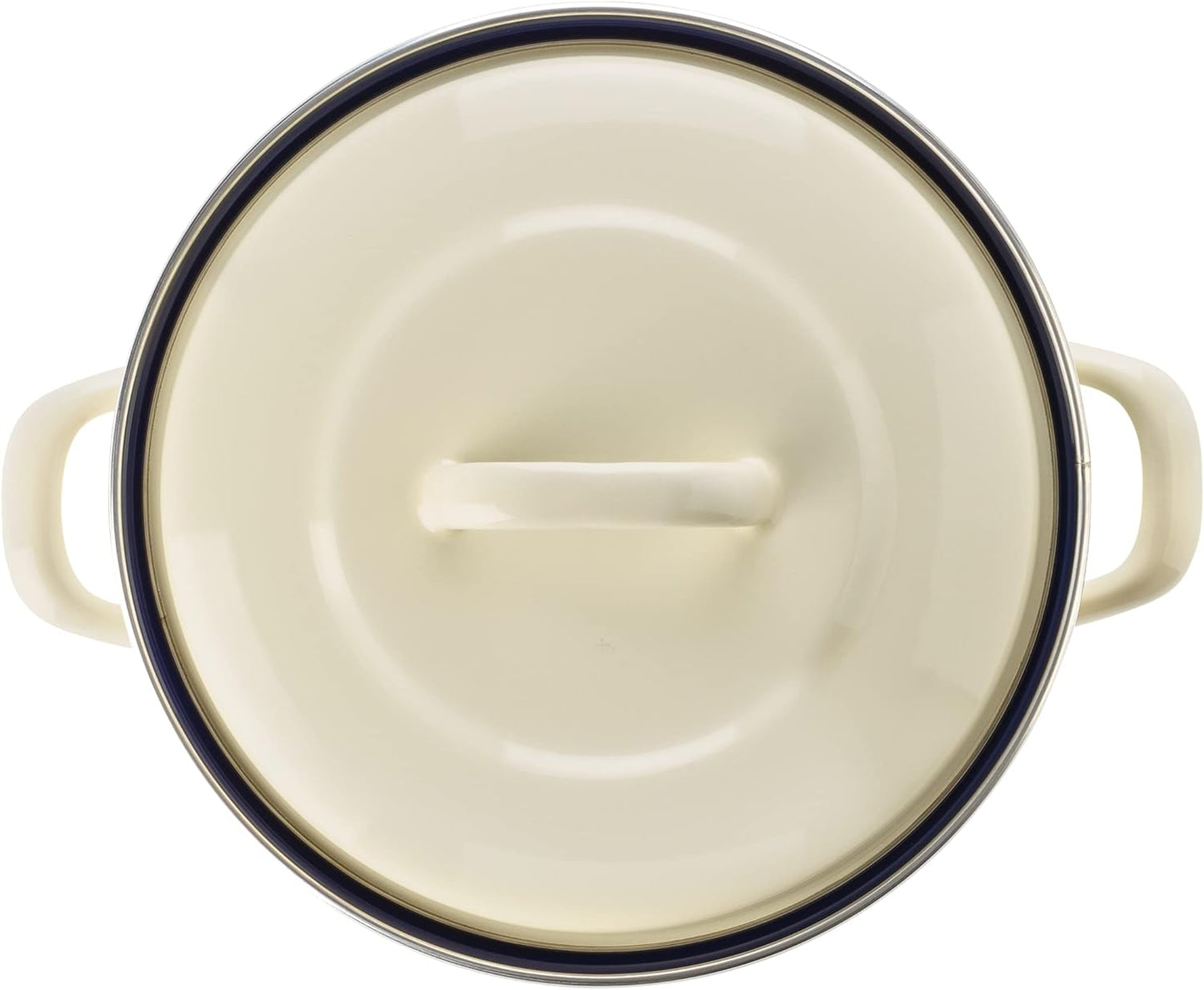 Emaillierter Suppentopf Indigo mit Keramik-Antihaft, Suppentopf mit Deckel 24cm/8,7 l Crème
