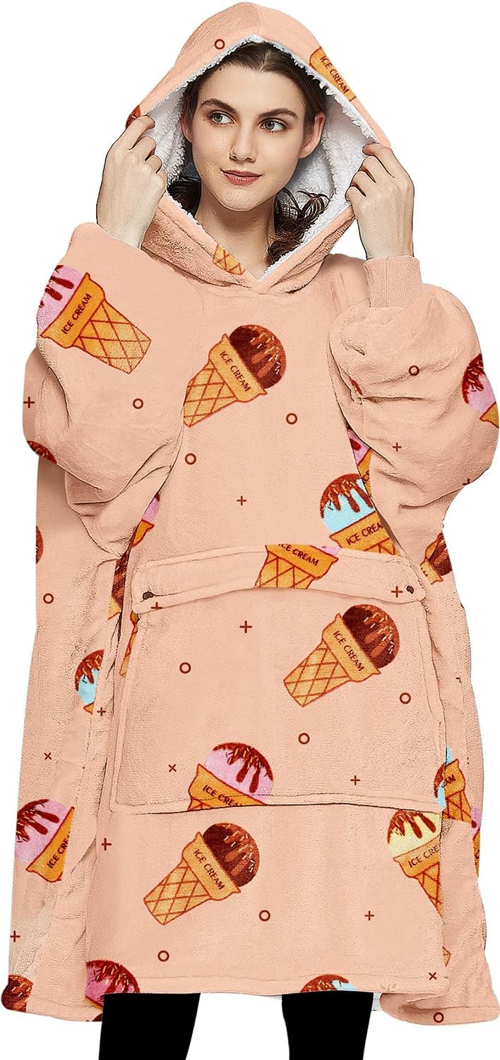 Tragbarer Hoodie-Decken-Pullover für Erwachsene, Druck-Eis Adult
