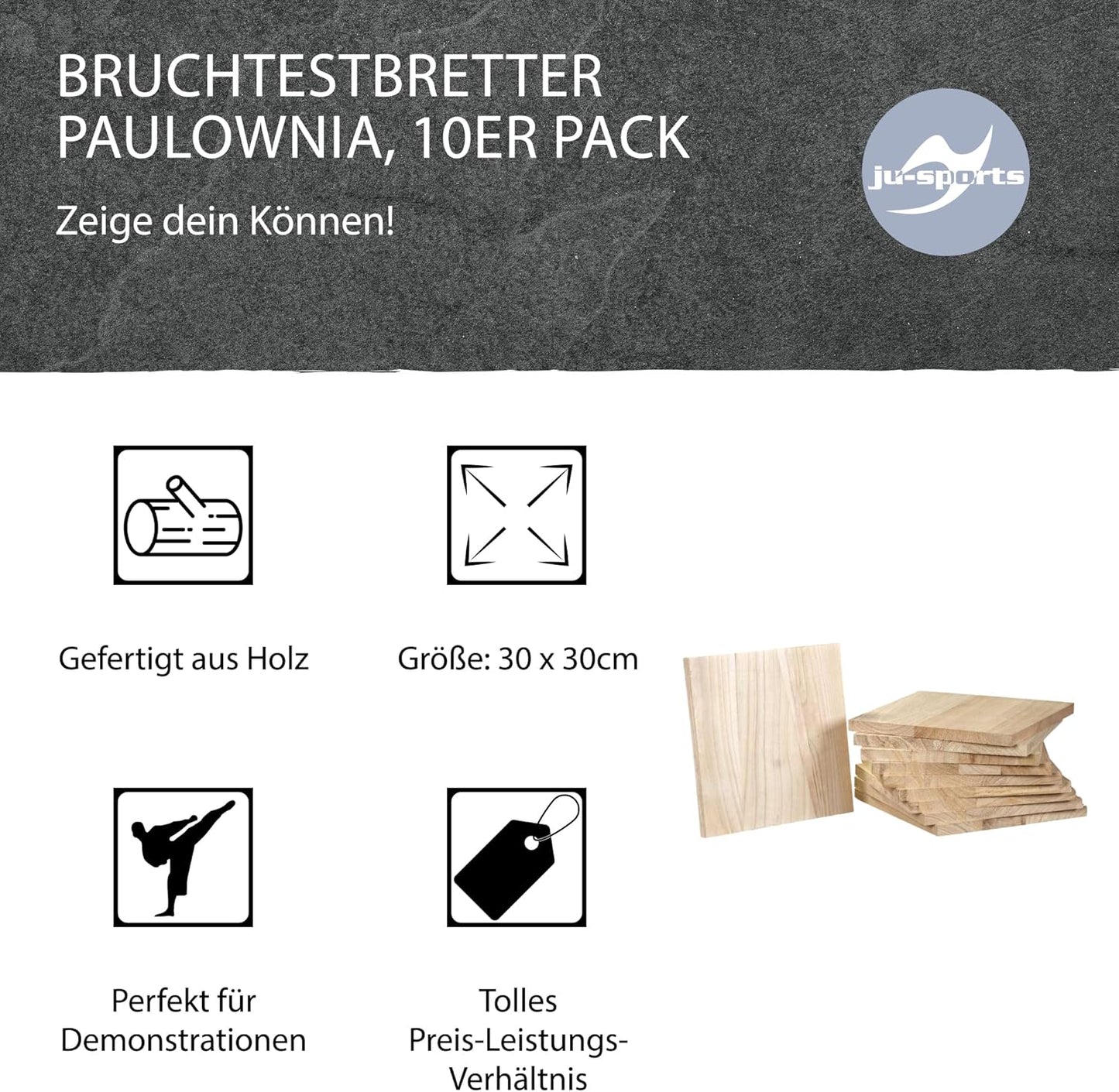 Bruchtestbretter-Set 30x30 cm 10 Stück, 9 mm dick