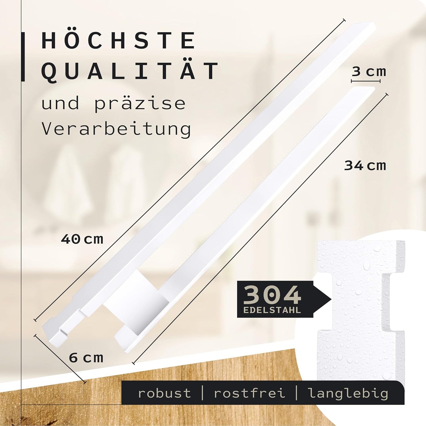 Selbstklebender Handtuchhalter, Weiß