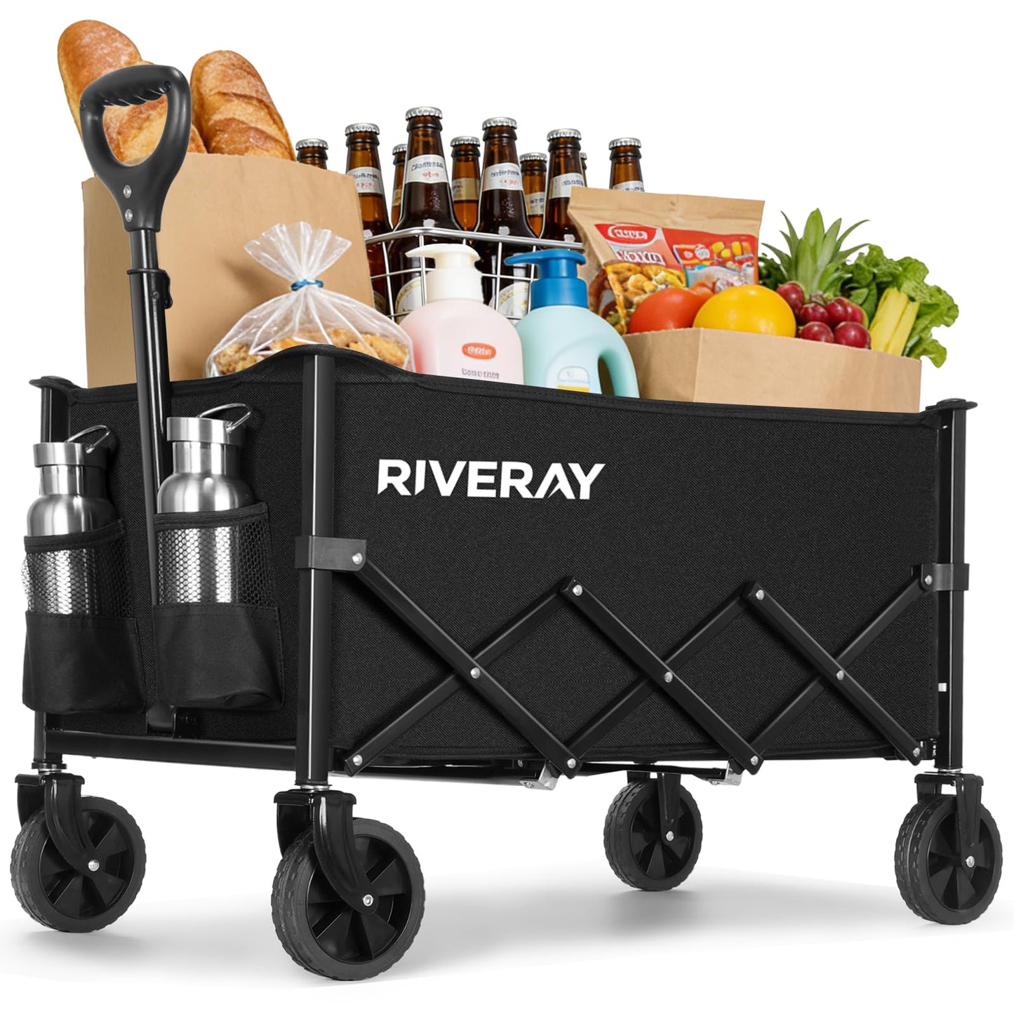 Faltbarer Bollerwagen mit All Terrain Rädern, 120L