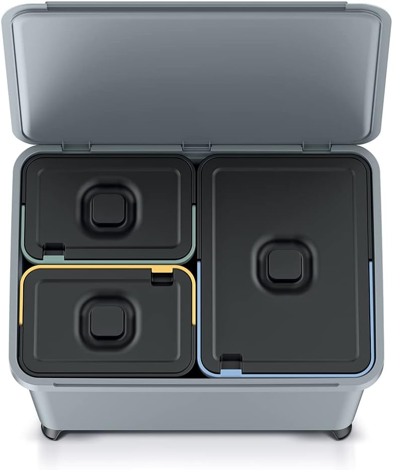 Mülltrennsystem 3er Set (1x 23L + 2x 10L), Schwarz