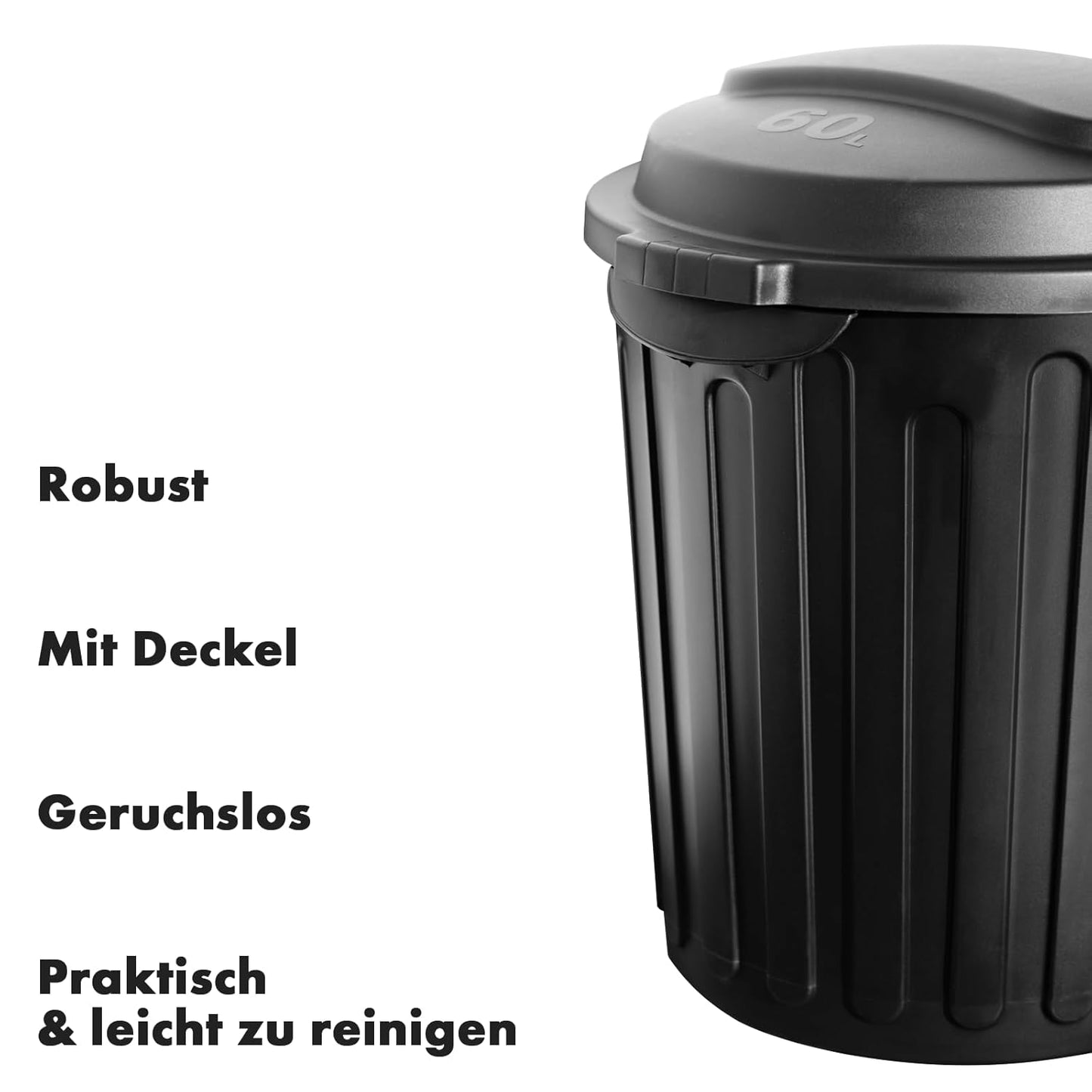 Abfalleimer Robin mit Deckel, 60 Liter