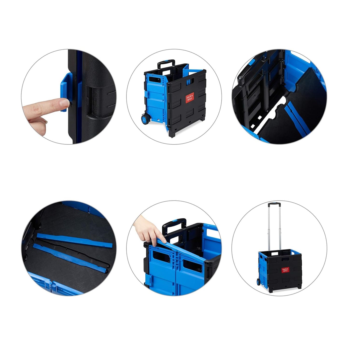 Klappbarer Einkaufstrolley, Blau/Schwarz