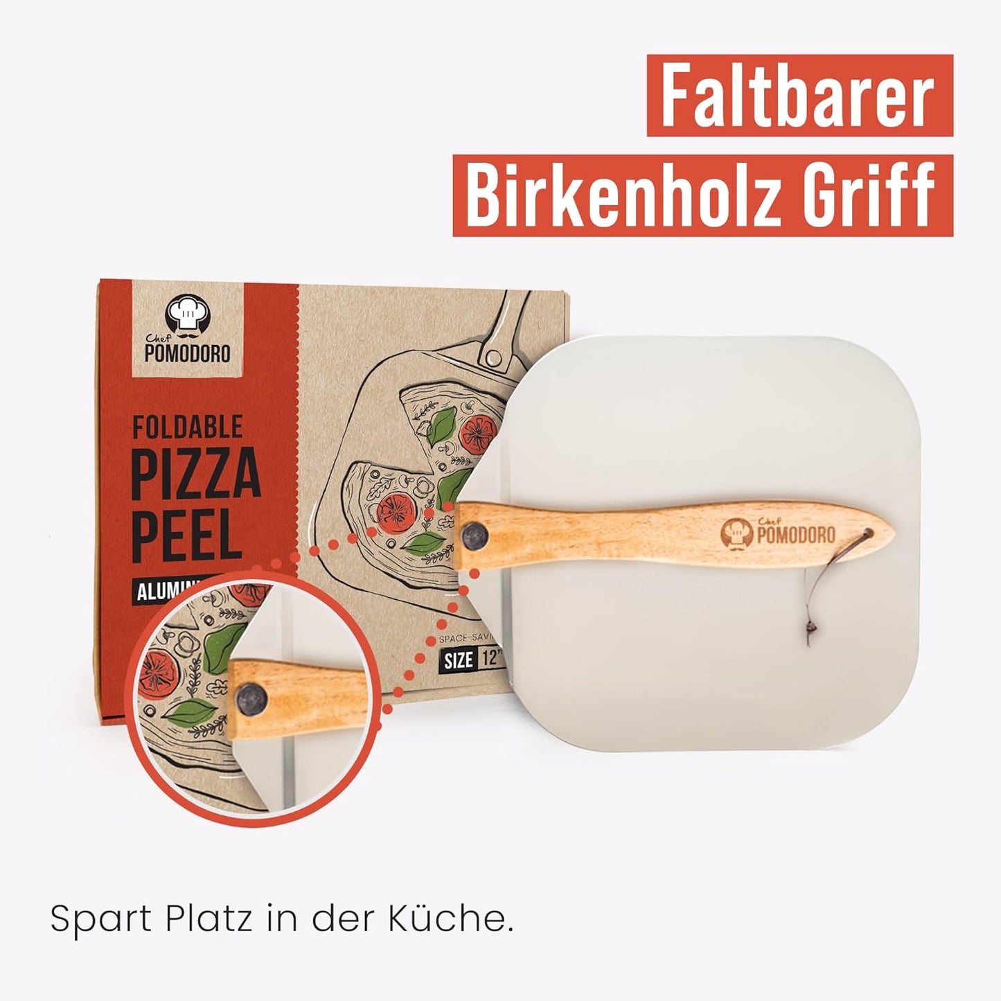 Pizzaschieber mit klappbarem Griff, 30,5 x 35,6 cm (Nur Schieber)