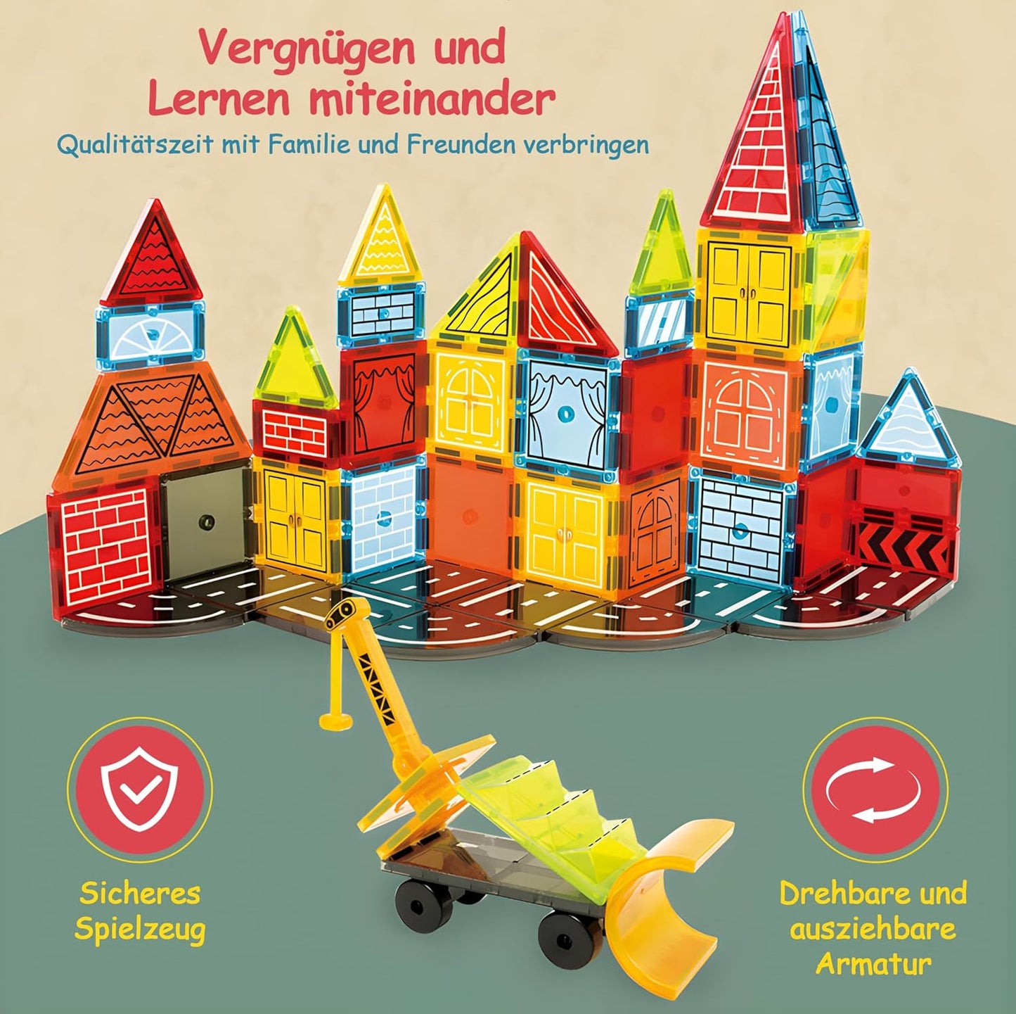 Magnetische Bausteine für Kinder (42 Teile), Baumeister