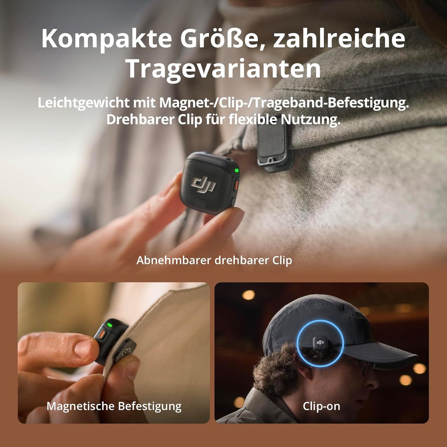 Drahtloses Mini-Mikrofon für iPhone/Kamera/Android, DJI Mic 3 Sender