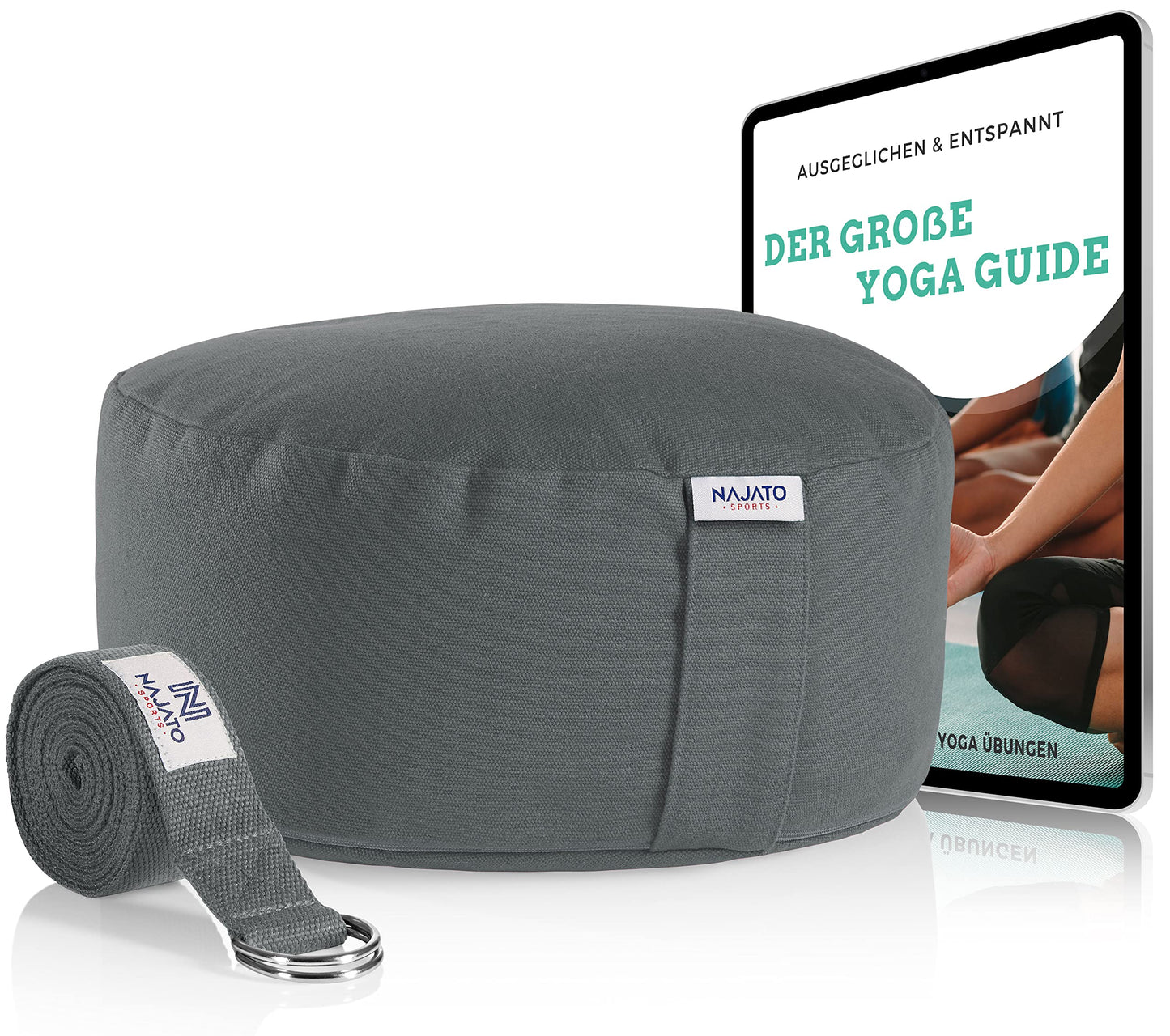 Meditationskissen mit Yogagurt, Anthrazit