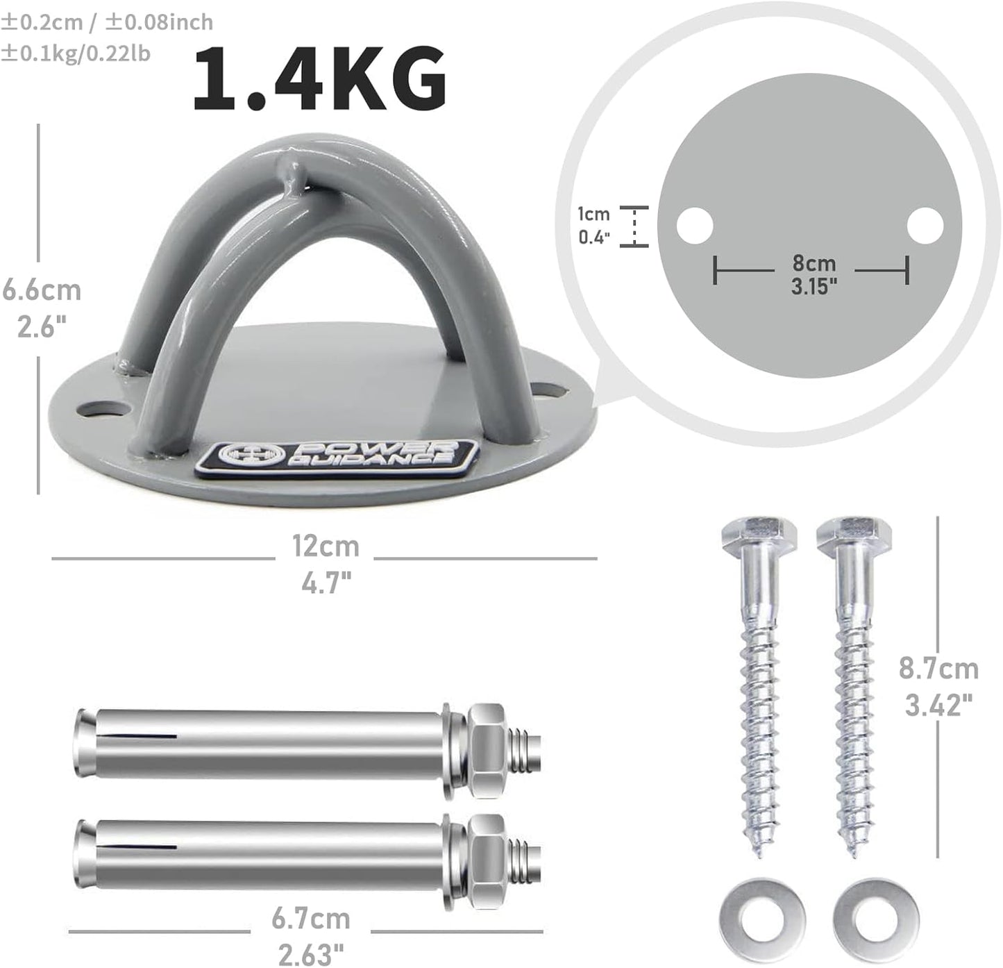 Wandhaken für Aufhängegurte & Gymnastikringe, Silber（1 Stück）