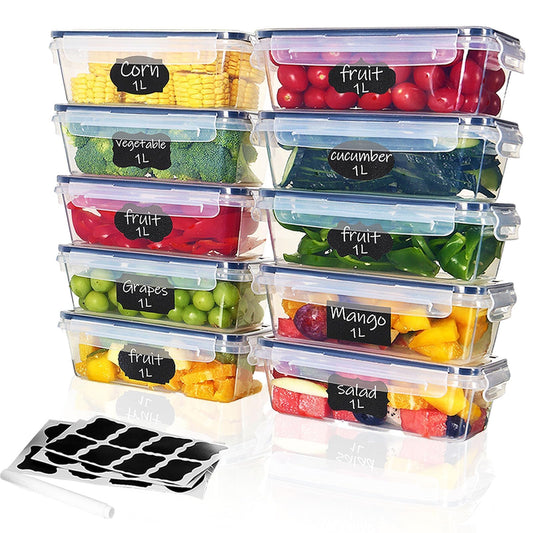 10er Set Frischhaltedosen luftdicht stapelbar, 1 L, 10PCS-1L