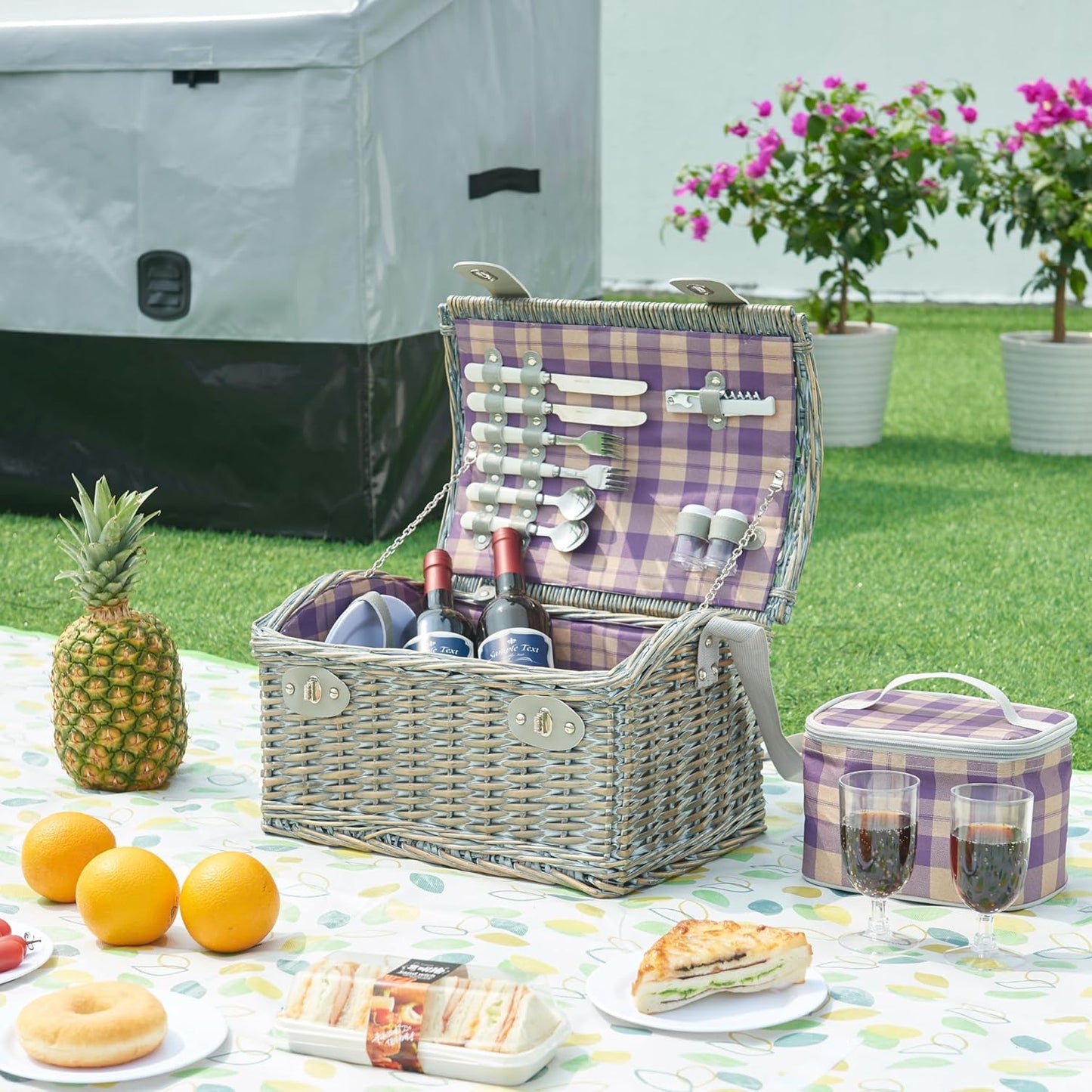 Picknickkorb-Set für 2 Personen mit Kühltasche