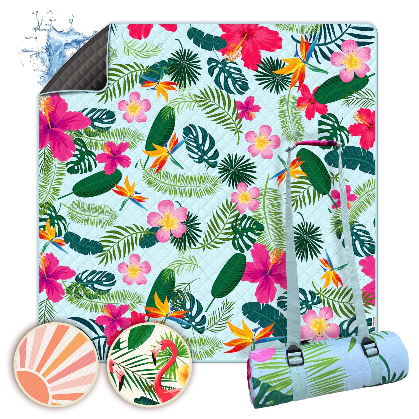 Picknick-Stranddecke, Tropical gerollt 13 x 40 cm (gerollt)