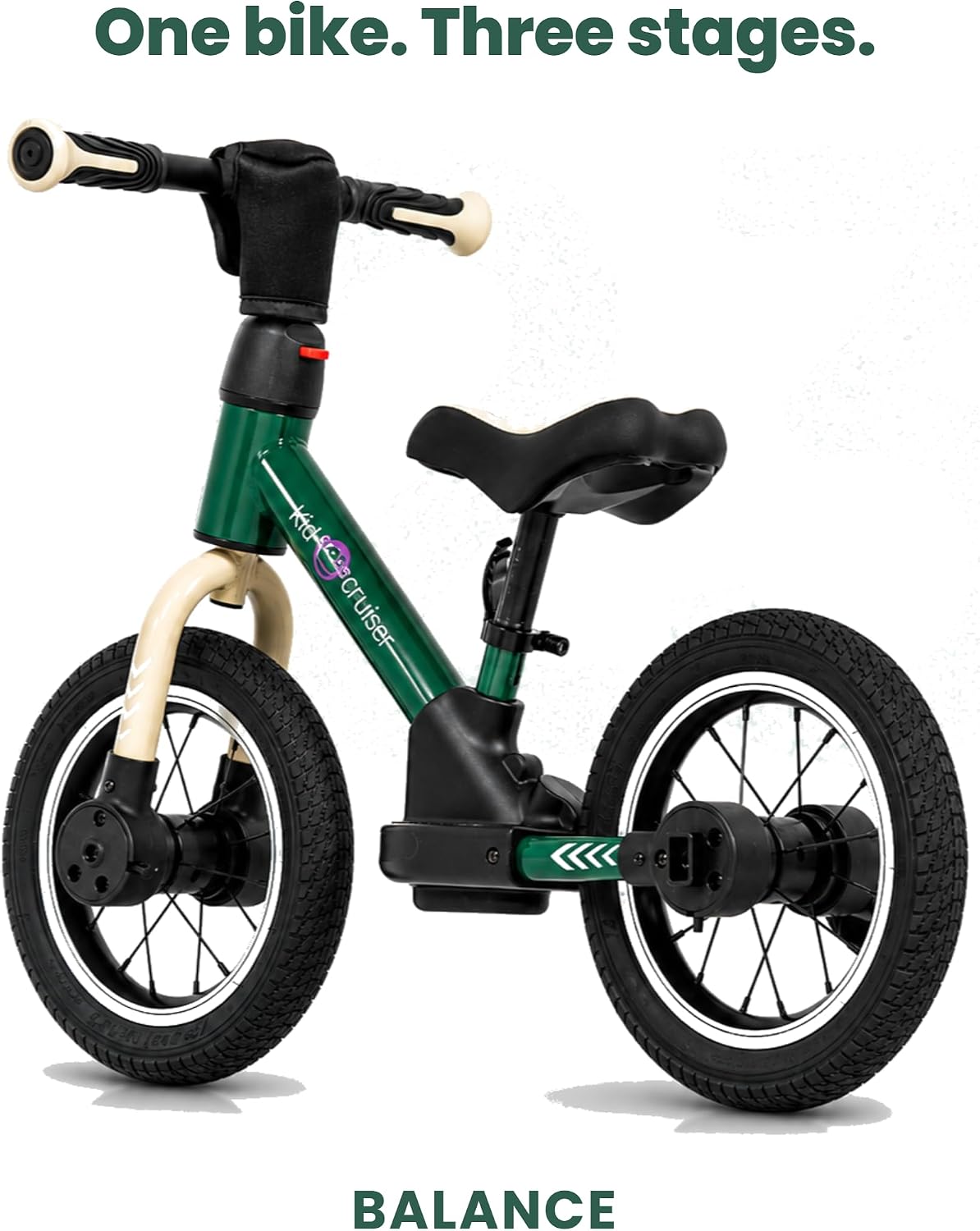 Pedalplay 3in1 Laufrad mit LED-Stützrädern & Pedalen, Dunkelgrün