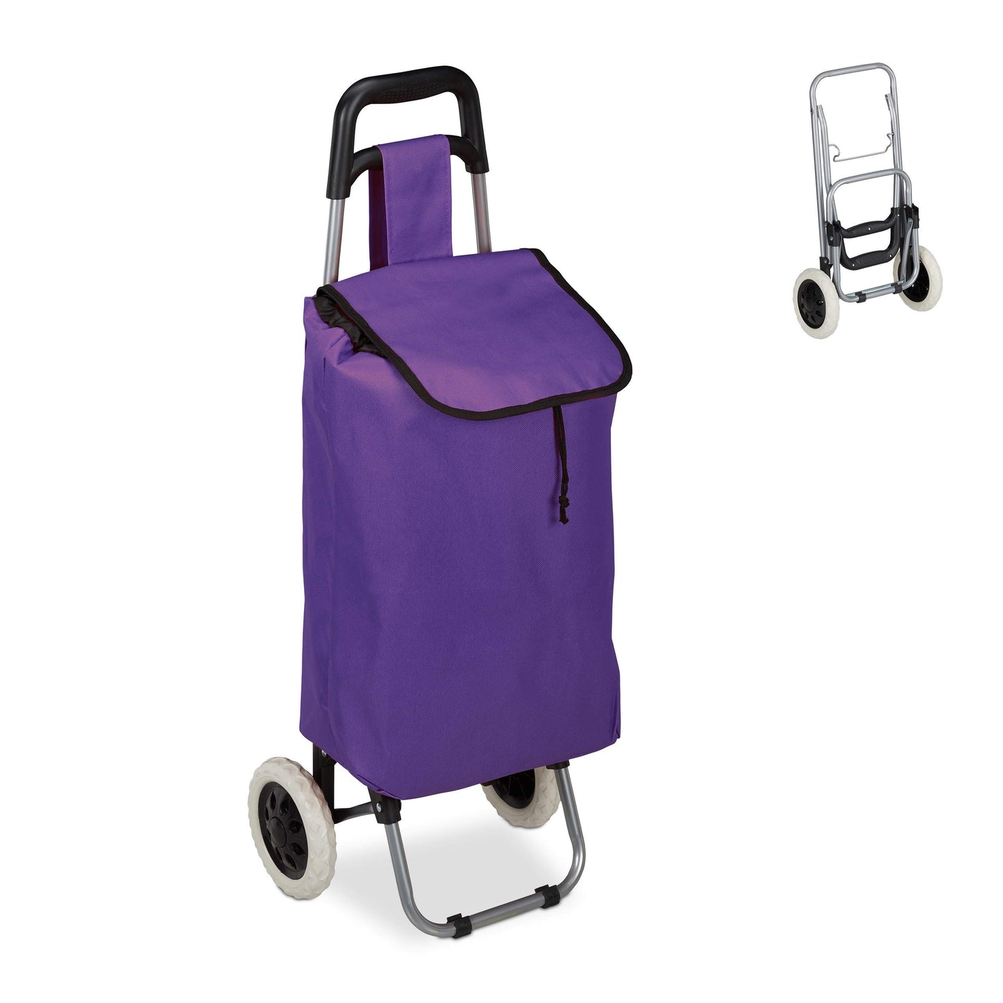Klappbarer Einkaufstrolley mit Rollen (25 L, bis 10 kg), Lila