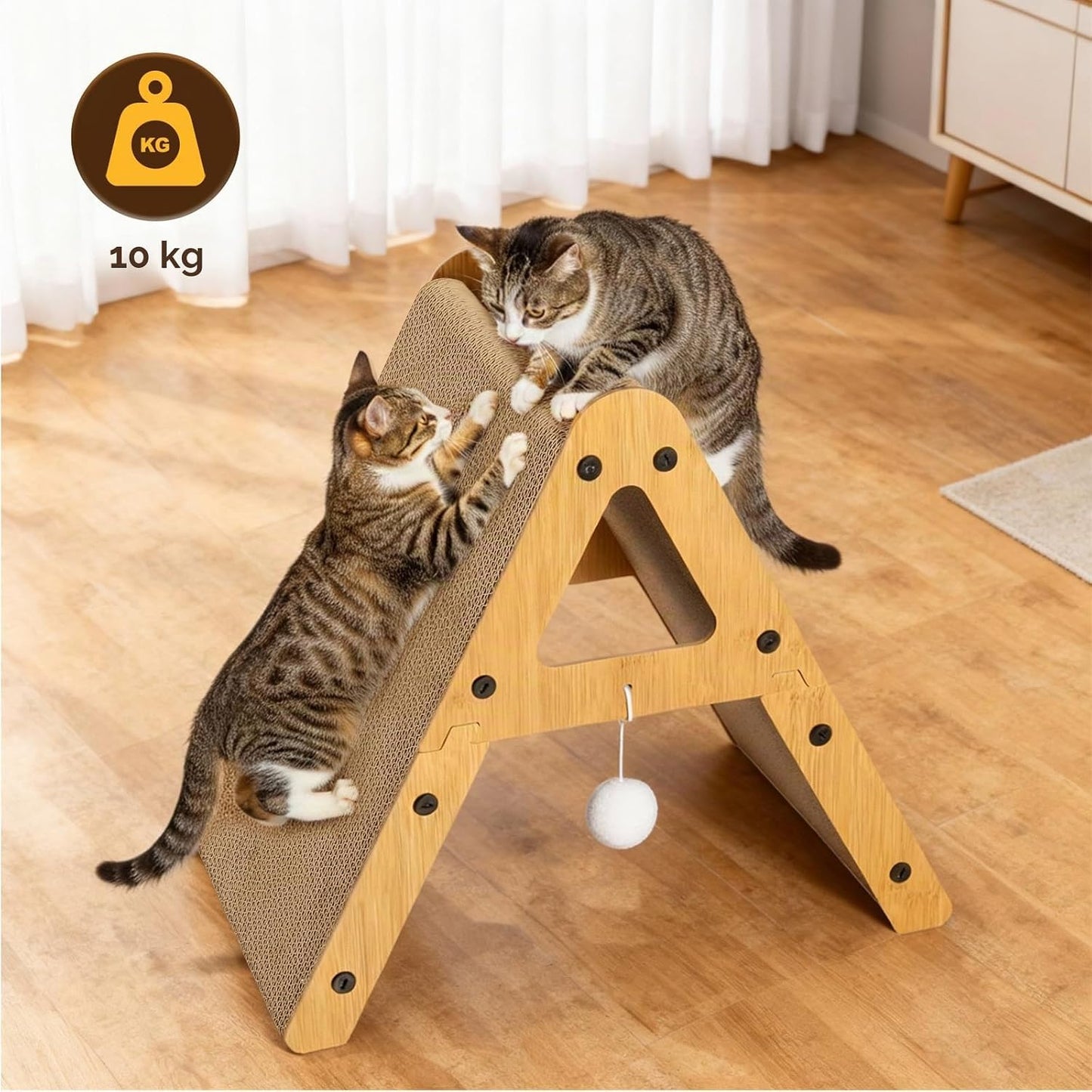 Kratzbrett für Katzen, A-Form, 44 x 39 x 29.5 cm (4 cm Dicke)