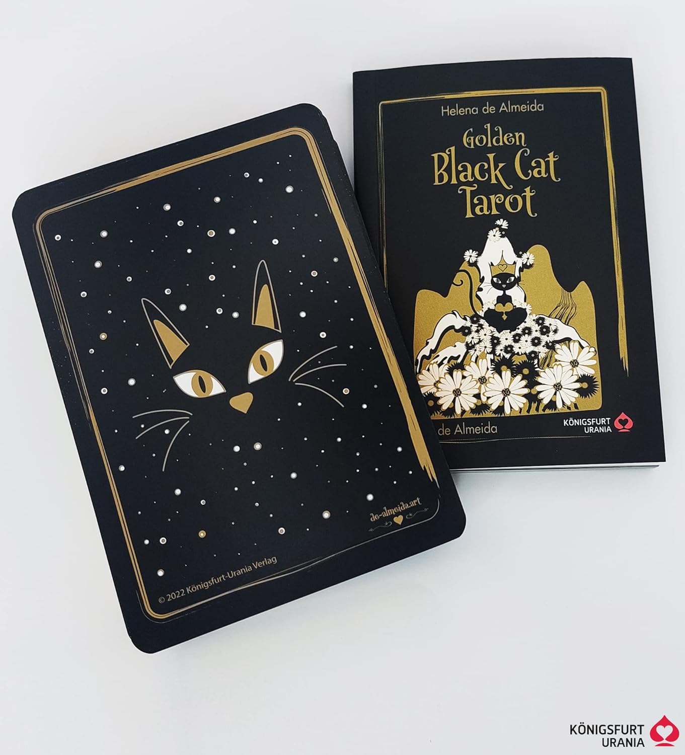 Golden Black Cat Tarot - Hochwertige Stülpdeckelschachtel mit Goldfolie, Gebundenes Buch