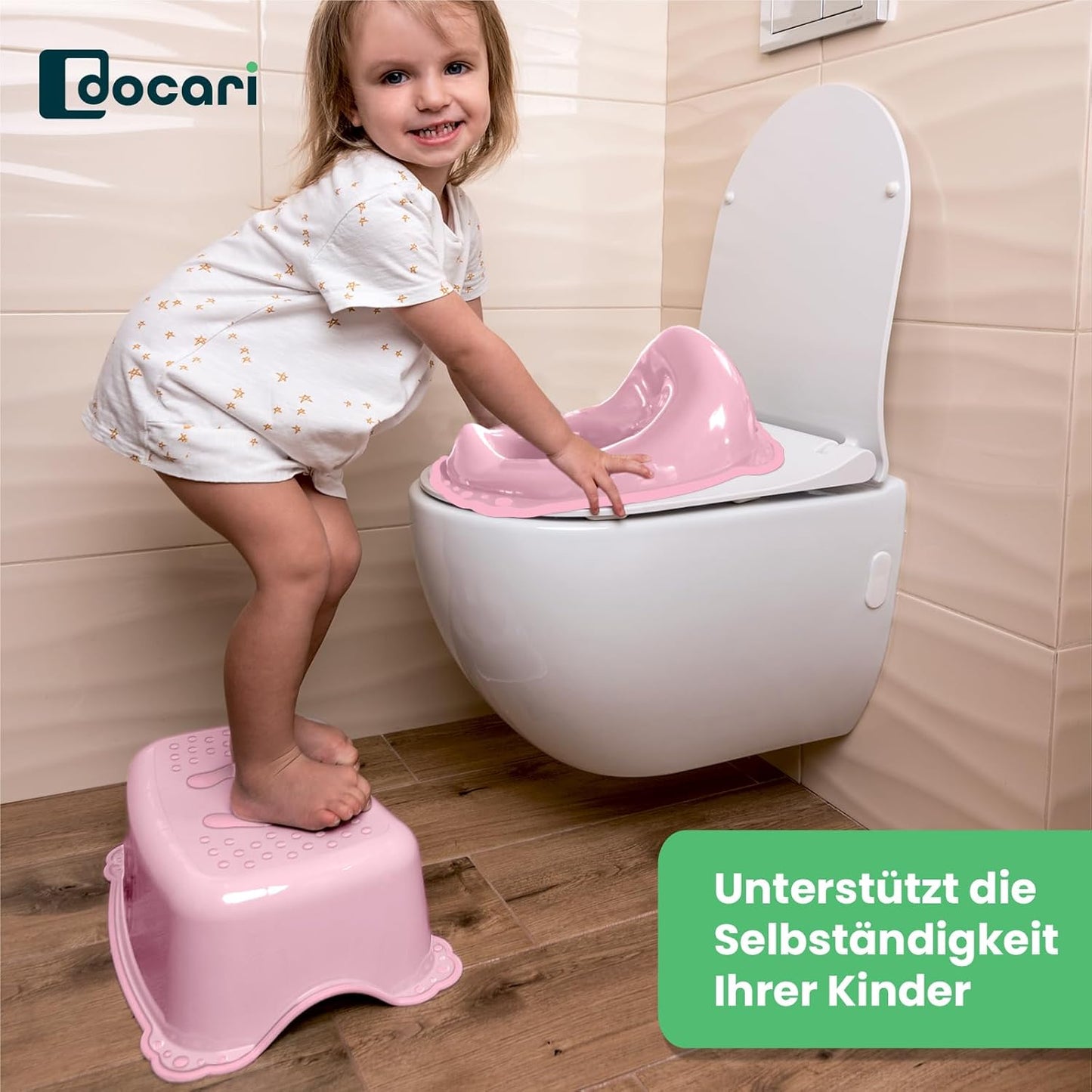 Toilettentrainer Set mit Toilettenaufsatz und Hocker, Einhorn-Motiv, Einhorn 2er Set
