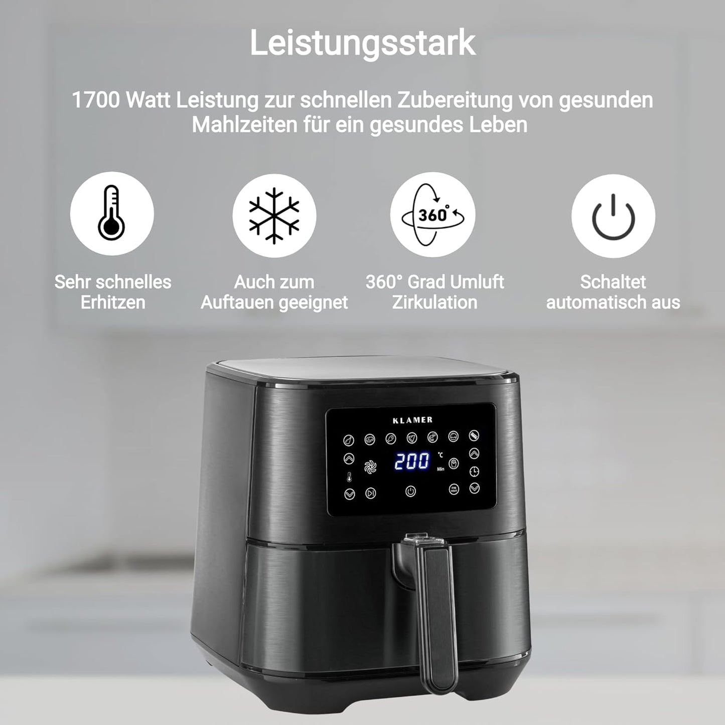 Heissluftfritteuse, 5,5 L Schwarz