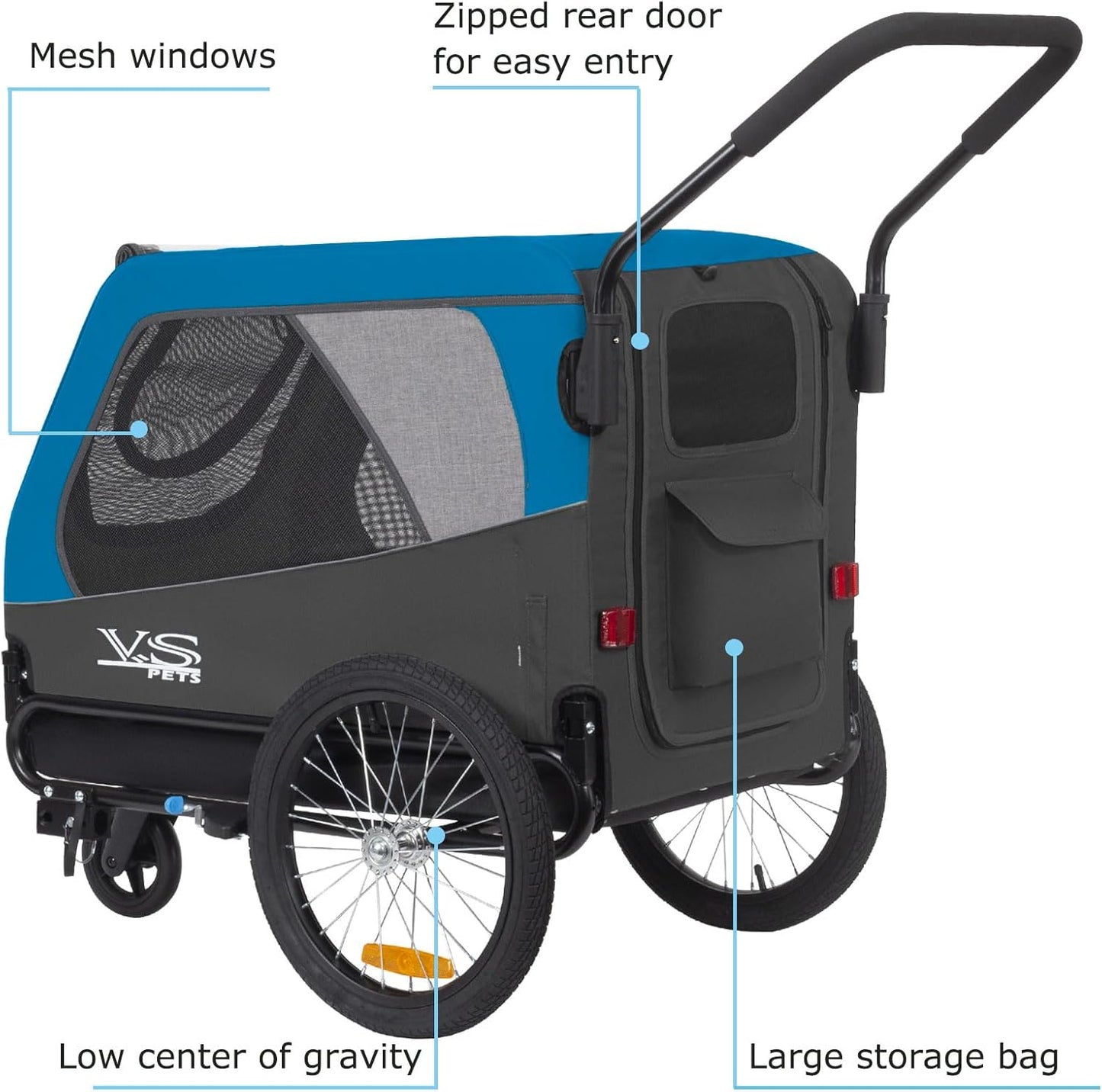 2-in-1 Hundeanhänger & Jogger für Hunde bis 35kg, BLAU