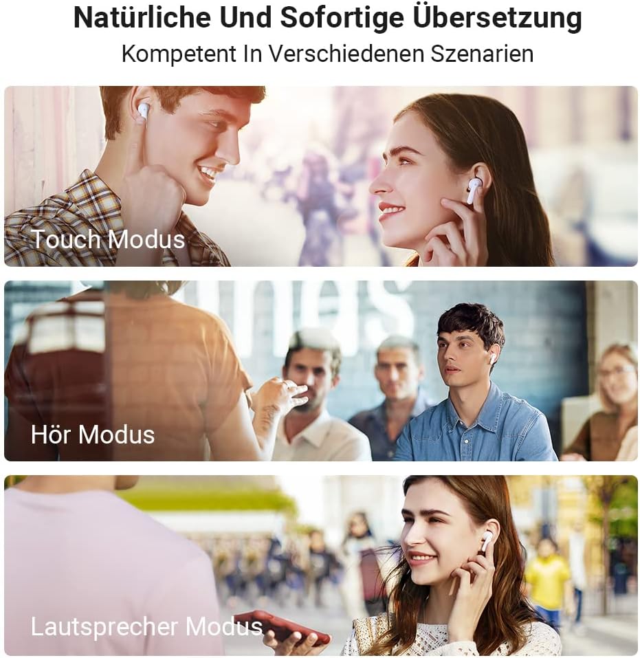 M3 Übersetzer-Kopfhörer mit App-Unterstützung, Weiss Offline-Paket inklusive