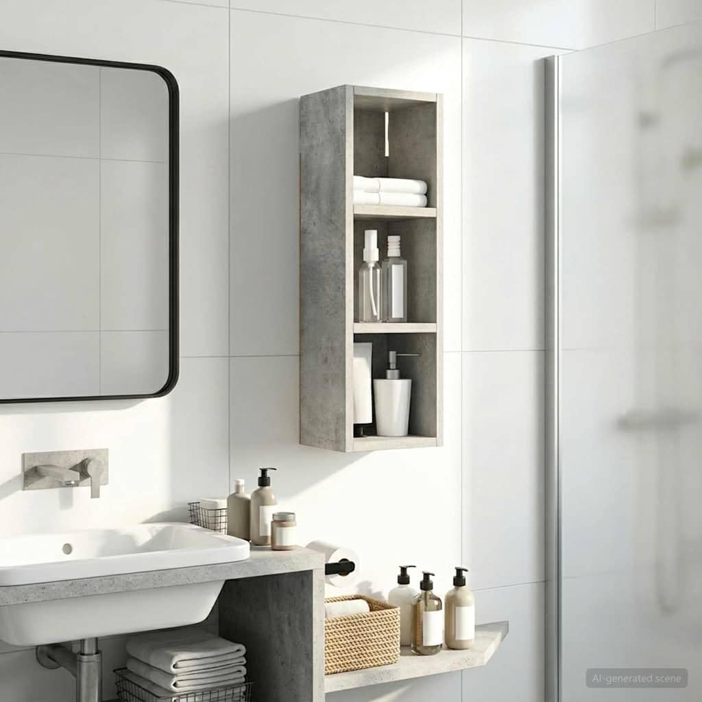 Badezimmer-Wandschrank, Betongrau 20 x 16 x 62,5 cm