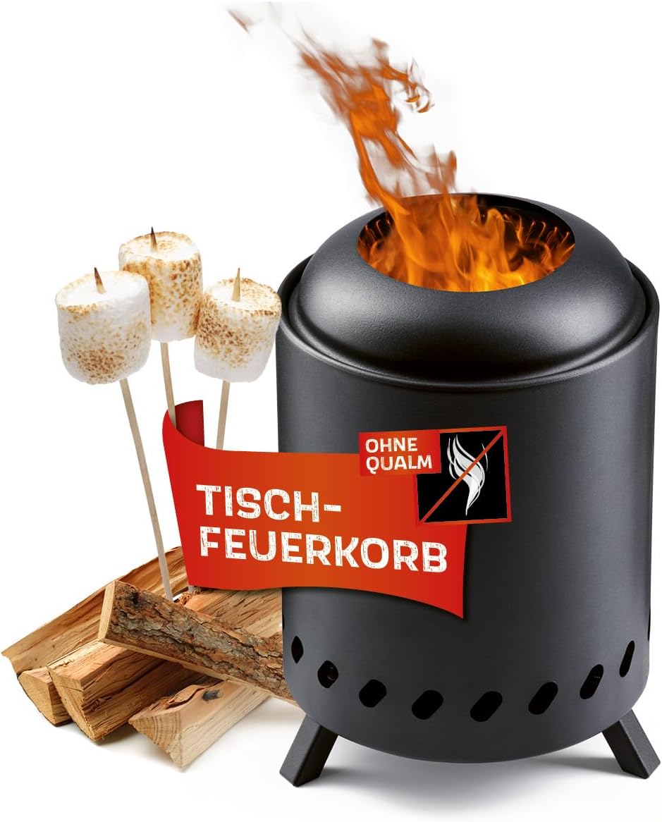Rauchfreie Feuerschale für Garten & Camping, Höhe 26 cm