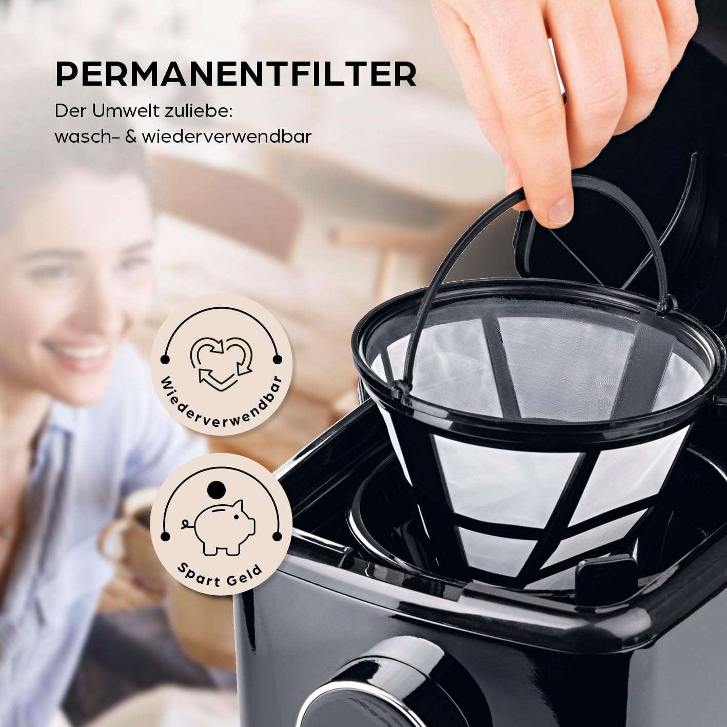 Kaffeemaschine mit Touchdisplay und Timerfunktion, 10) Schwarz - Glaskanne (Touch Display)