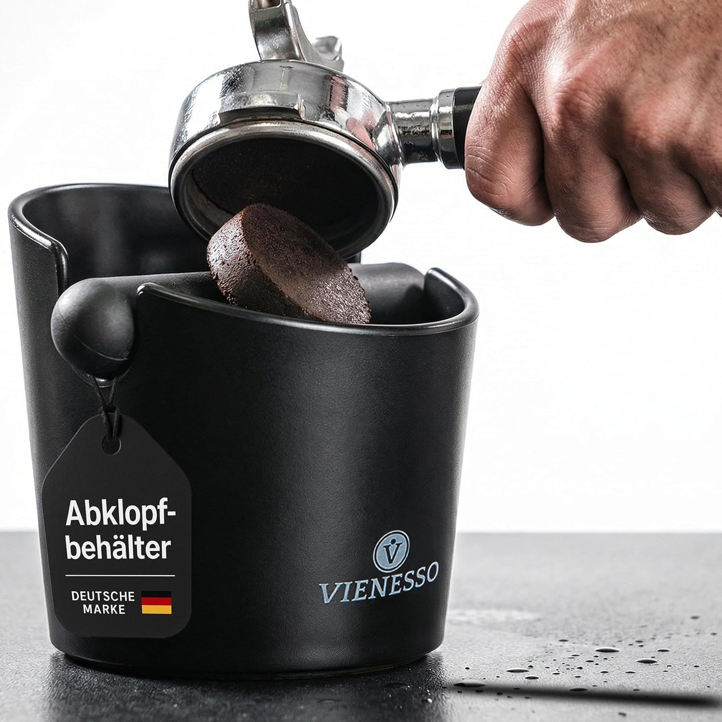 Geräuschdämpfender und rutschfester Abklopfbehälter, 12 cm Schwarz