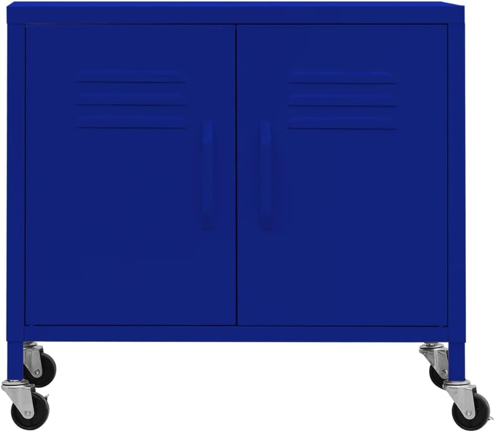 Stahl-Aufbewahrungsschrank mit Rollen (60x35x56 cm), Marineblau