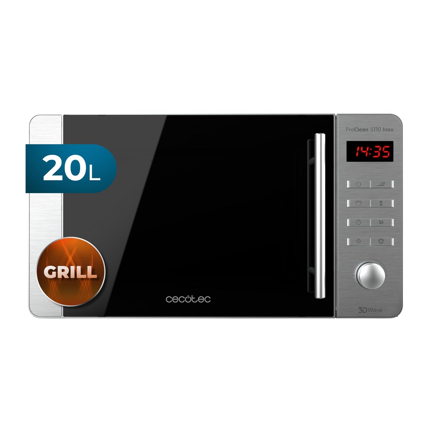 Mikrowelle Pro Clean 5110 mit Grillfunktion, Inox 20 L Digital mit Grill