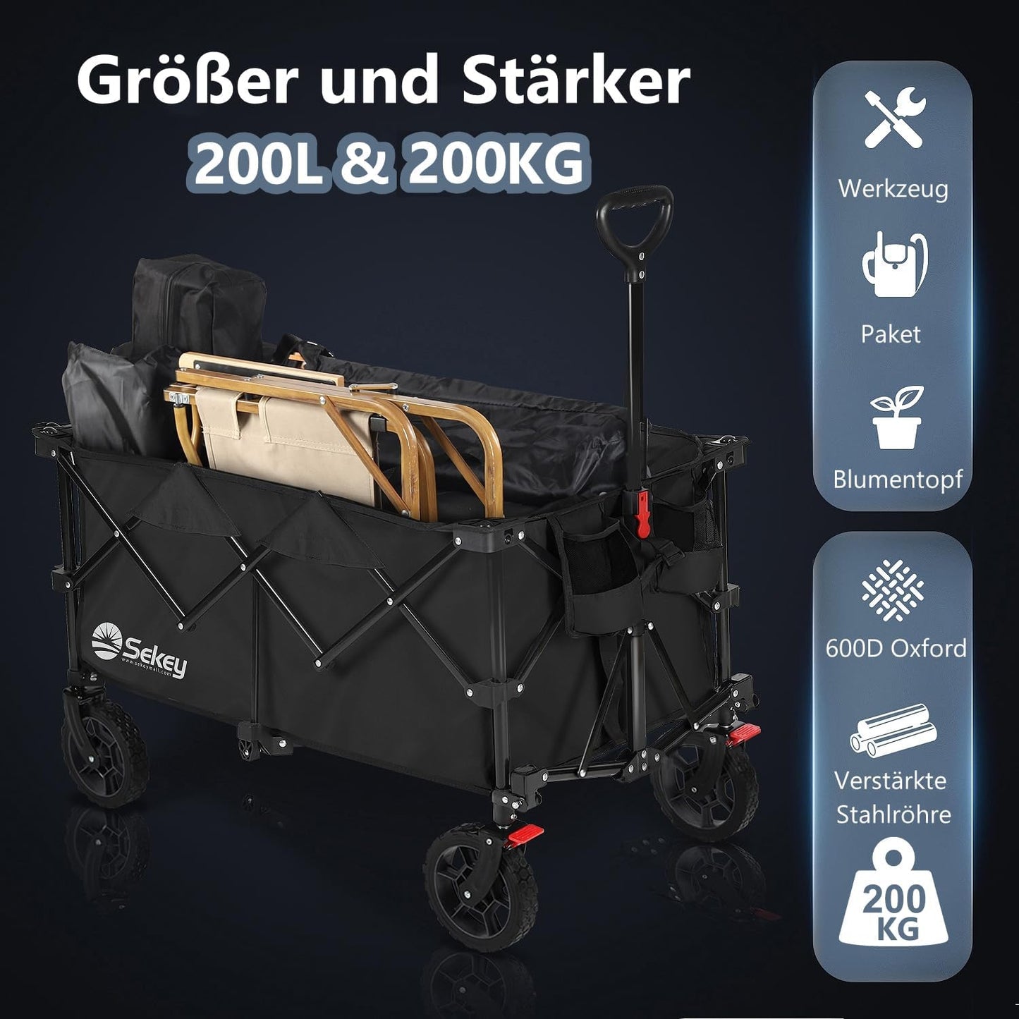 Transportwagen, Schwarz 200L