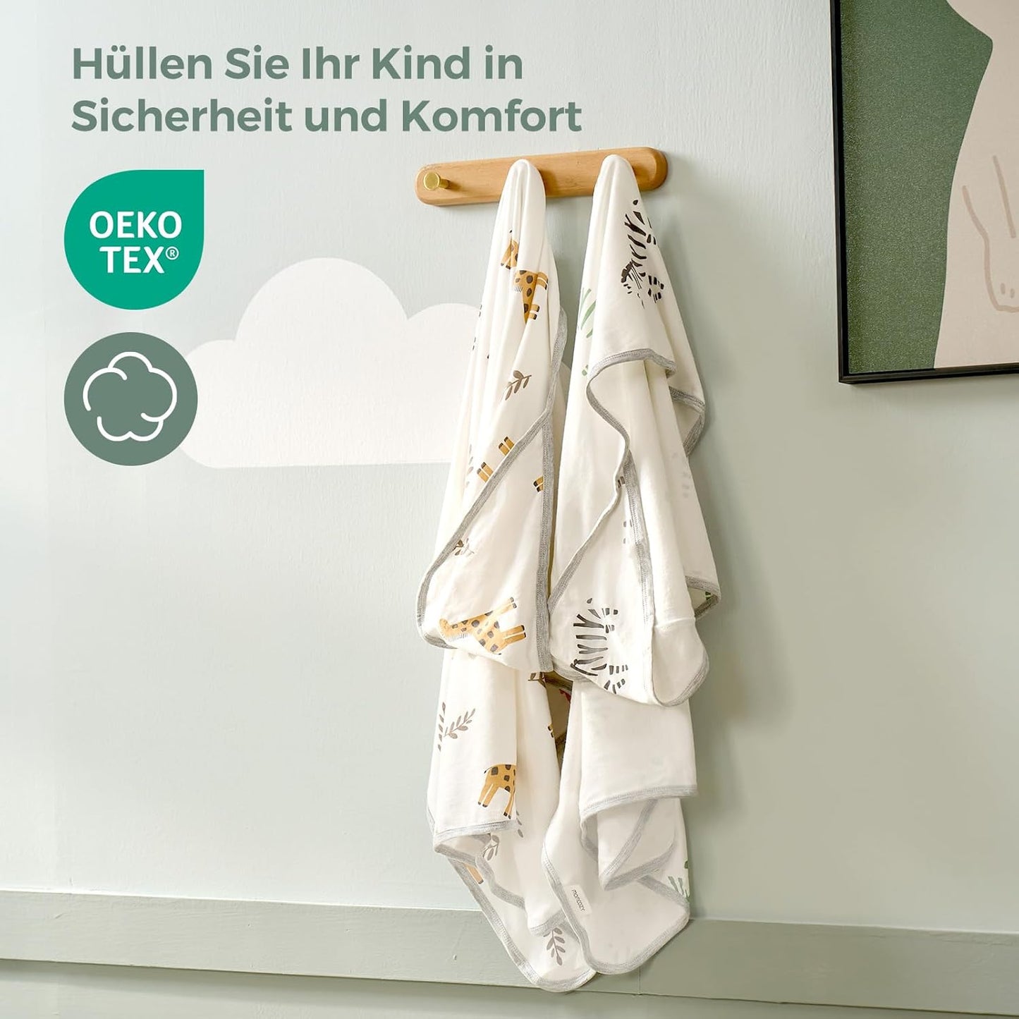 Kapuzen-Babybadetuch-Set, Weiß