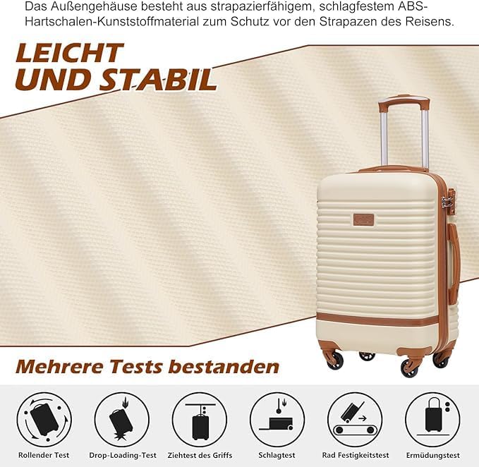 3-teiliges Hartschalen-Koffer-Set, Dunkelgrün/Braun Grosser Koffer-Set 3tlg