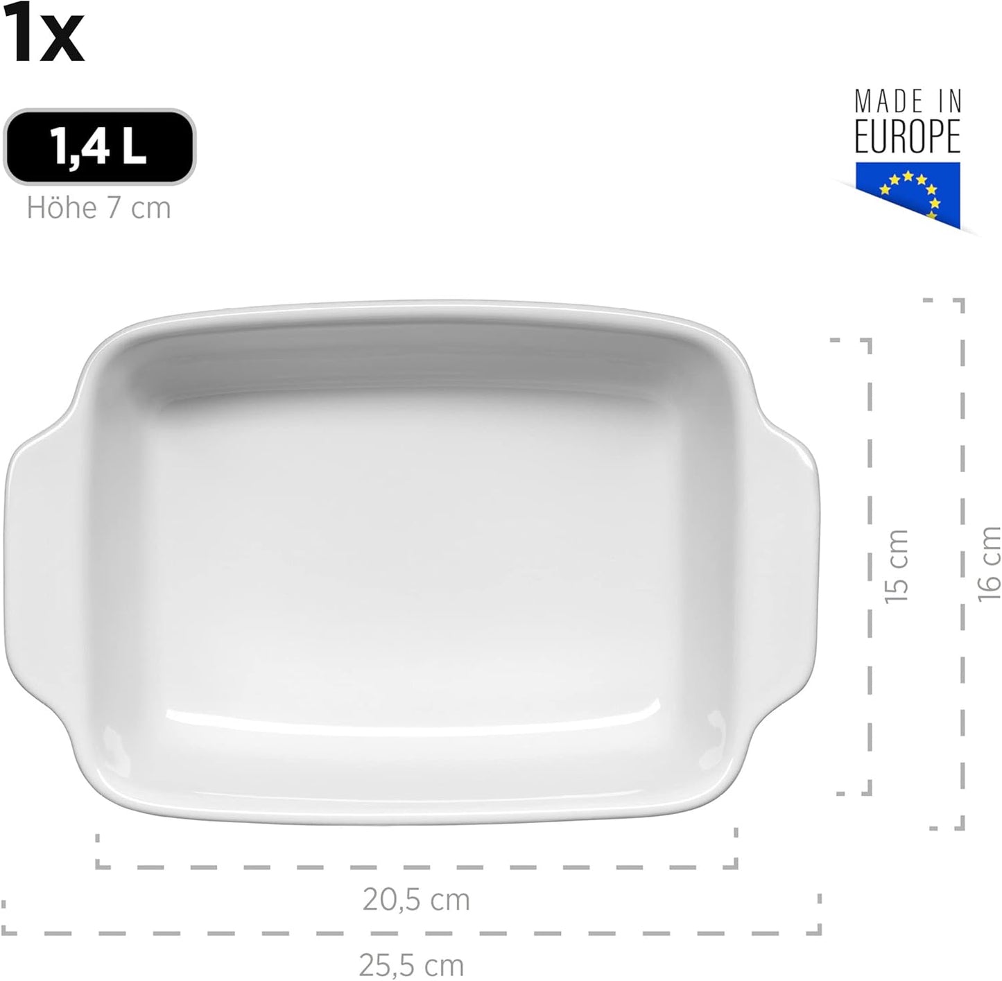 Kitchen Time Auflaufformen-Set in 2 Grössen, Auflaufform eckig 2er-Set Weiss