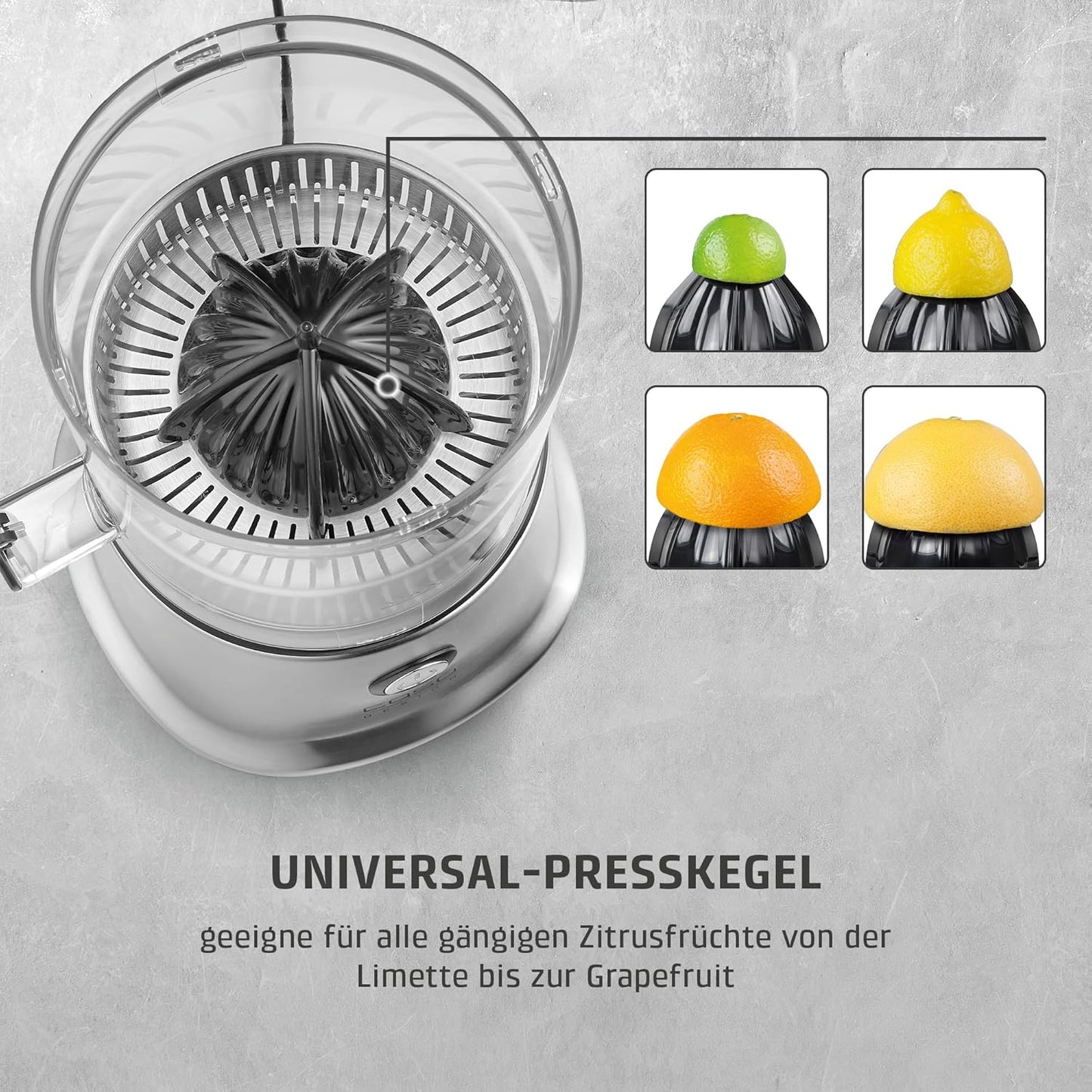 Elektrische Zitruspresse, Edelstahl