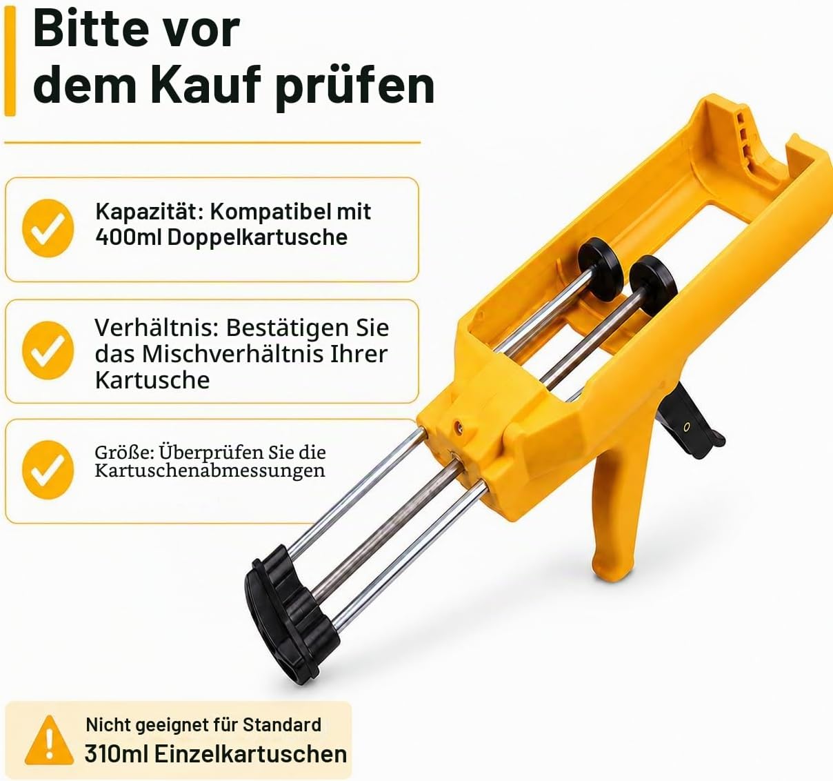 Silikonpistole für Doppelkomponenten (1:1, bis 450 ml)
