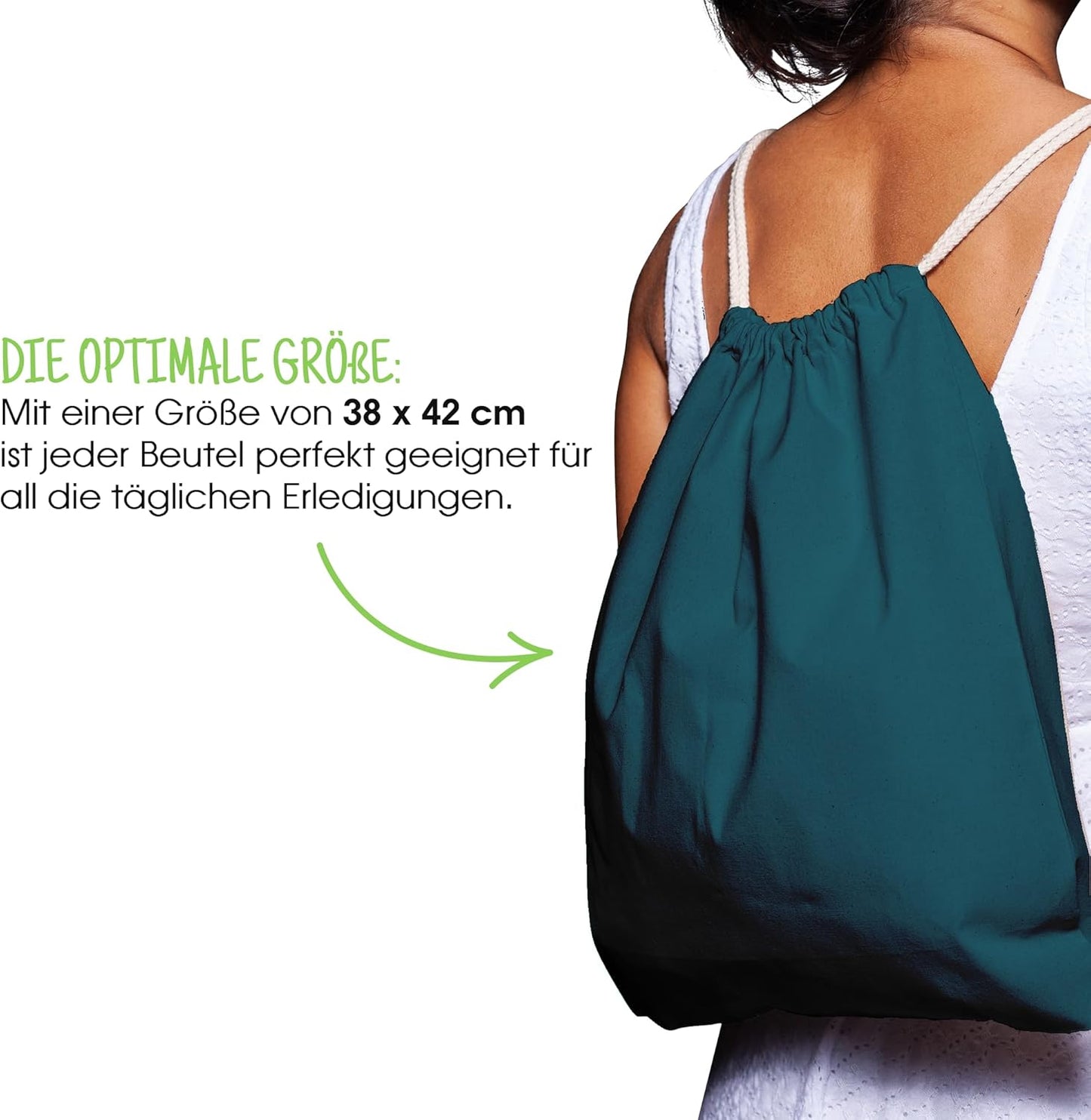 10er-Set Turnbeutel, Petrol 38 x 42 cm
