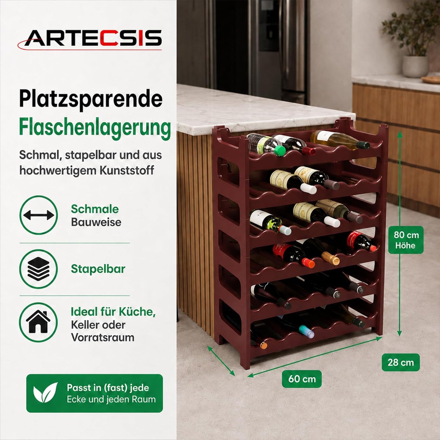 Weinregal für 36 Flaschen, Braun 36 Flaschen