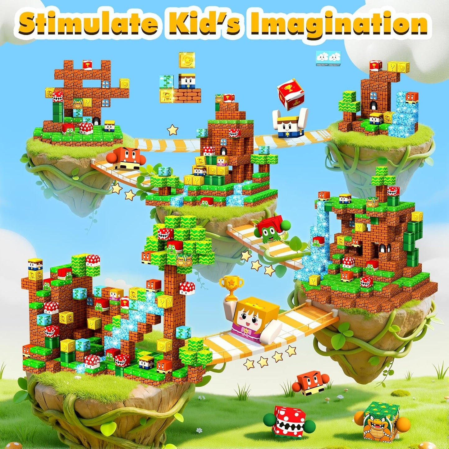Magnetische Bausteine für Kinder, Mehrfarbig-a