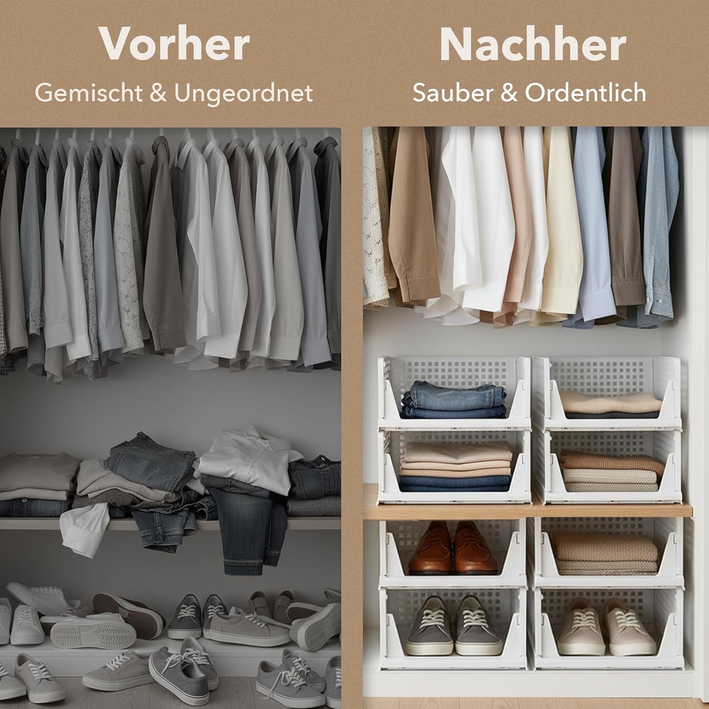 3er Set Faltbare Schrank-Organizer, Weiss
