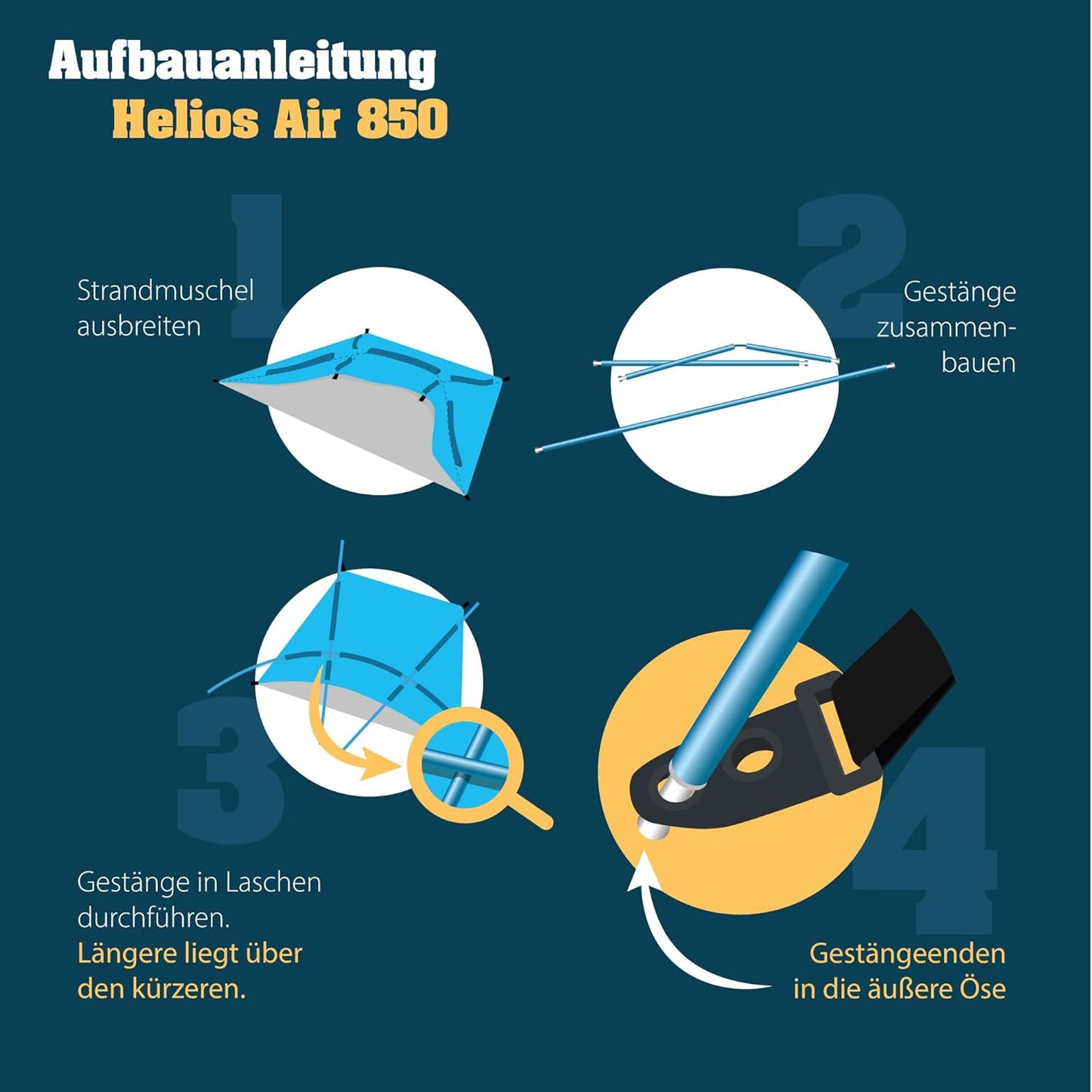 Strandmuschel Helios Air 850 mit UV 80 Schutz