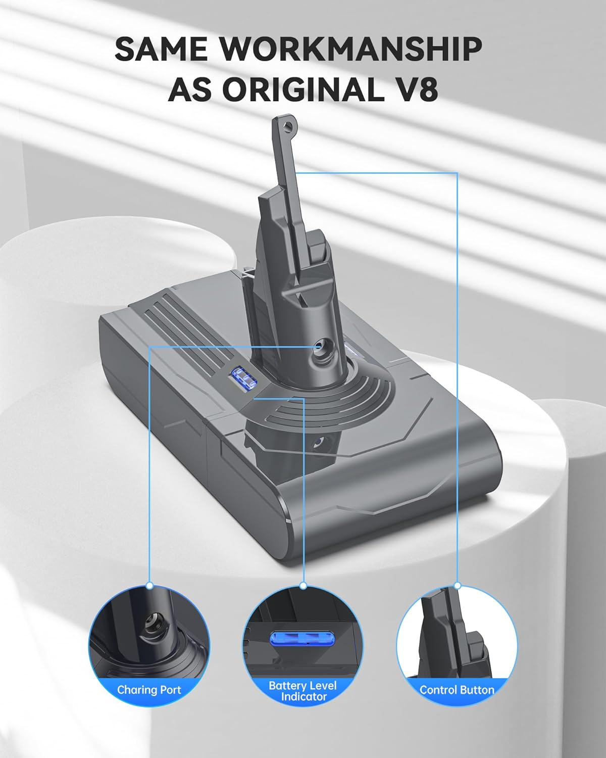 Ersatzakku für Dyson V8 Staubsauger, V8 8.0Ah + Filter