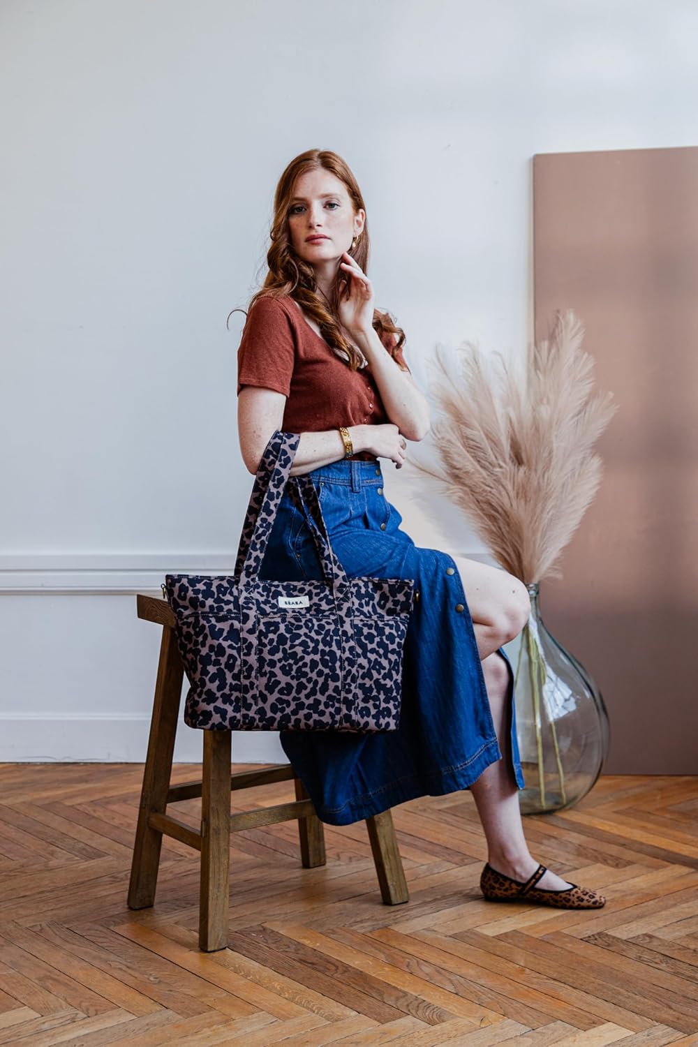 Wickeltasche Madrid, Leopard